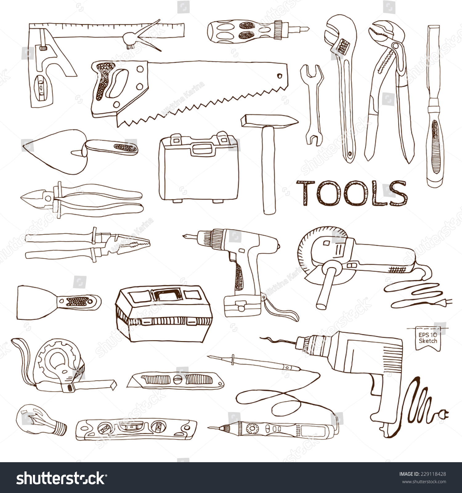 Repair Tools | Sketch Set Stock Vector Illustration 229118428 ...