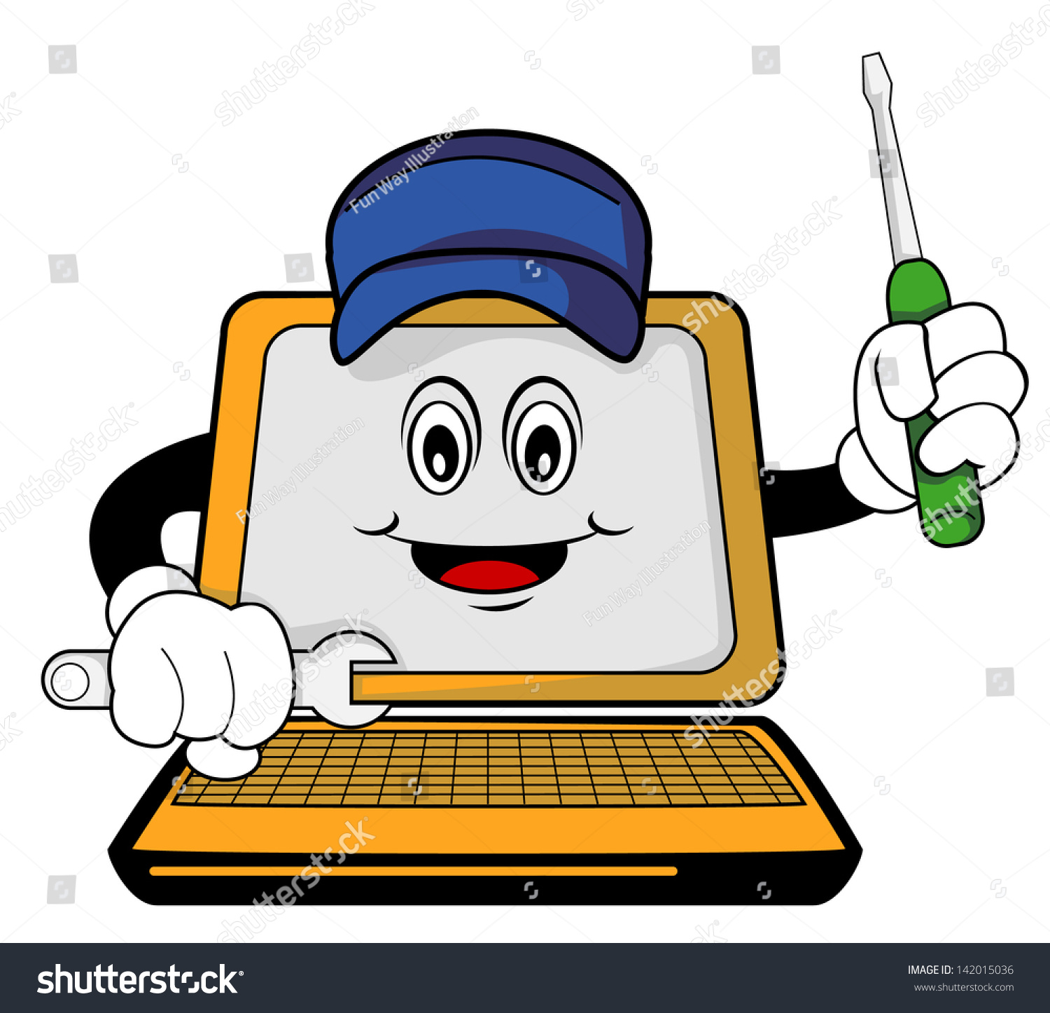 Repaired Computer Cartoon Stock Vector Illustration 142015036 ...