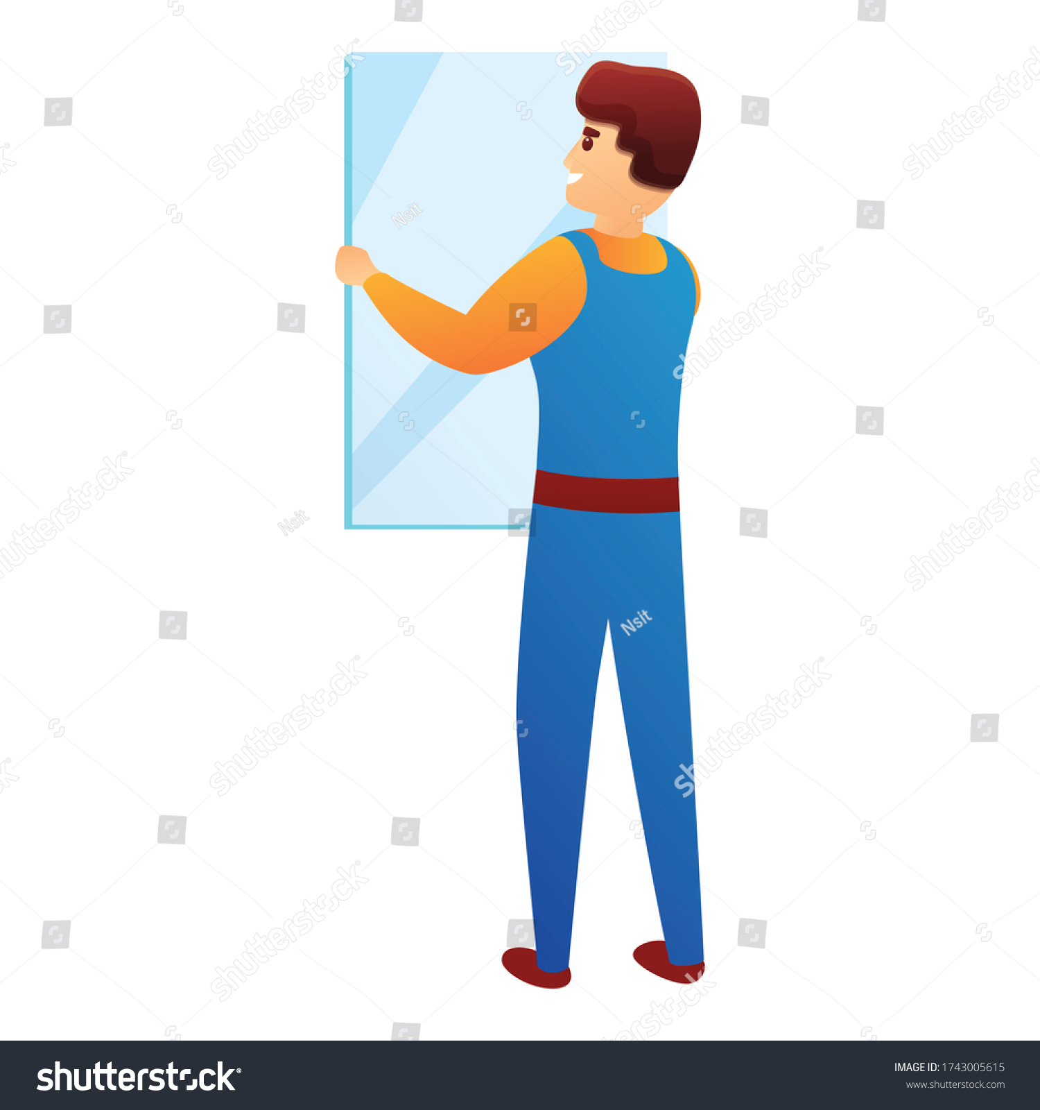 Repairman Change Window Icon Cartoon Repairman Stock Vector (Royalty ...