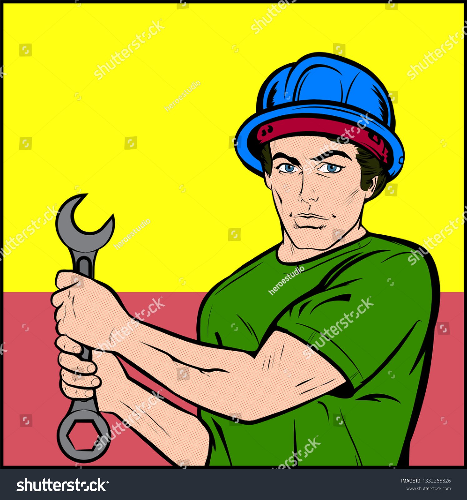 Repairman Worker Mechanic Handyman Holding Big Stock Vector (Royalty ...