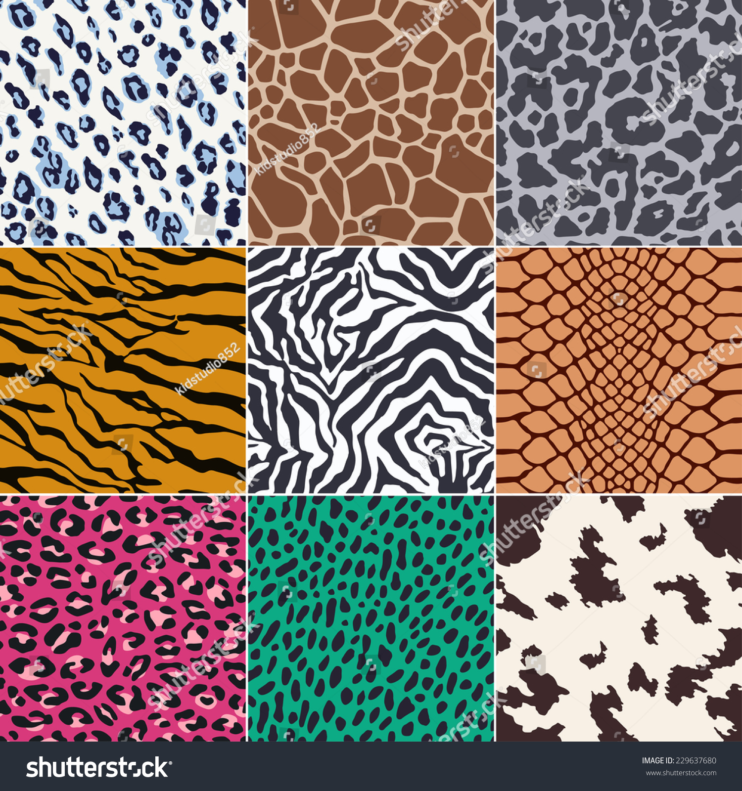 Repeated Wild Animal Skins Fabric Print Stock Vector (Royalty Free ...