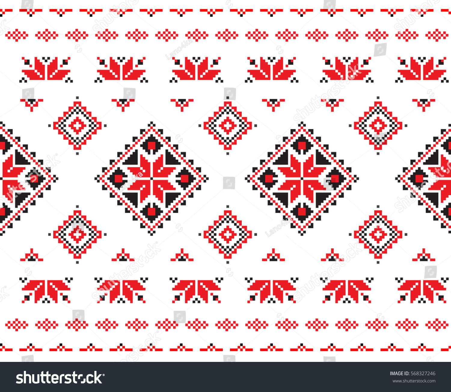 Repeating Crossstitch Seamless Embroidered Pattern Belarusian Stock ...