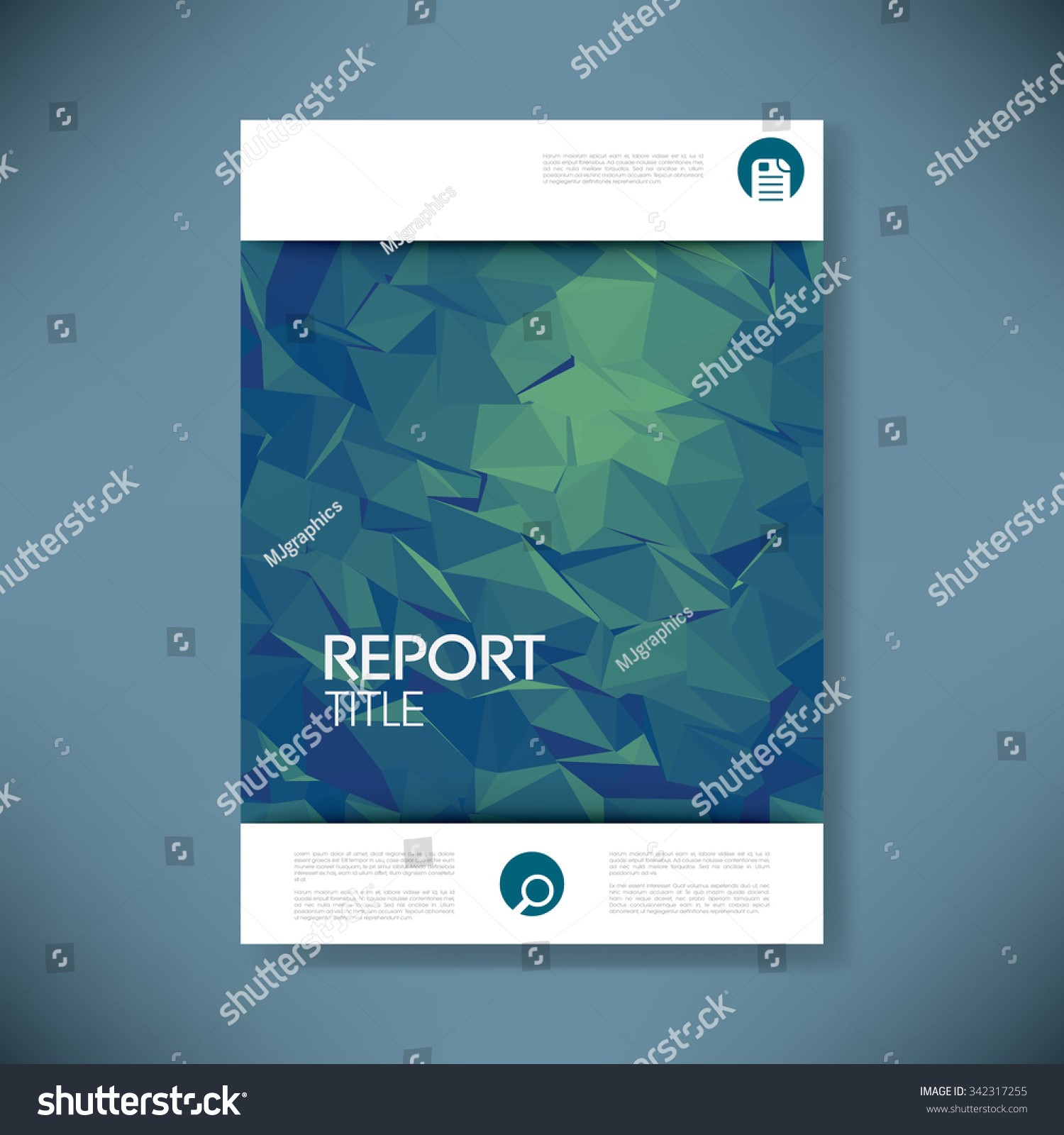 Report Cover Template With 3d Low Poly Vector Background. Business ...