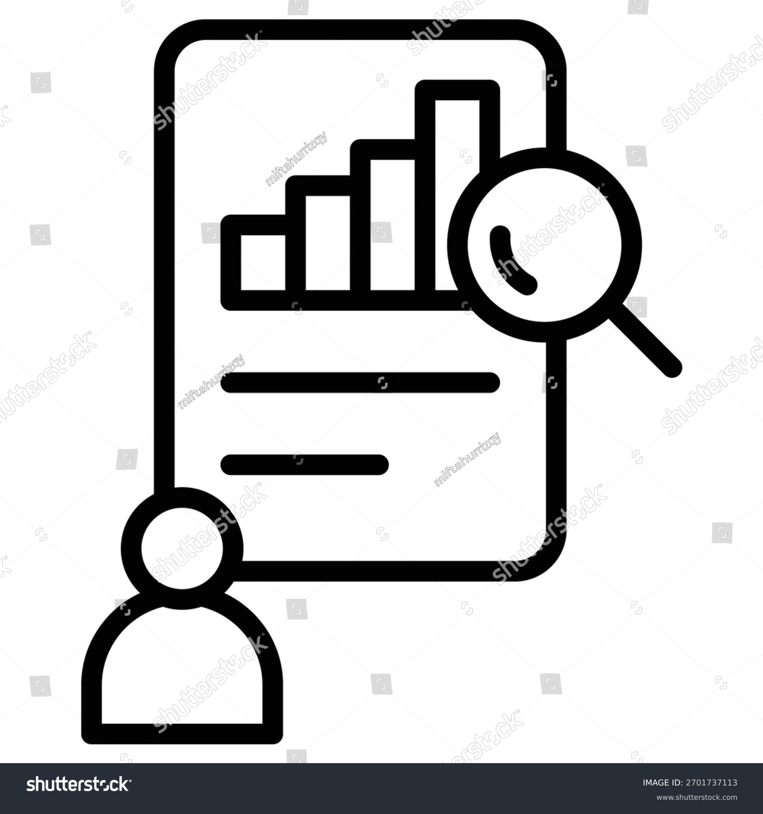 black business report analysis with magnifying glass clip art preview