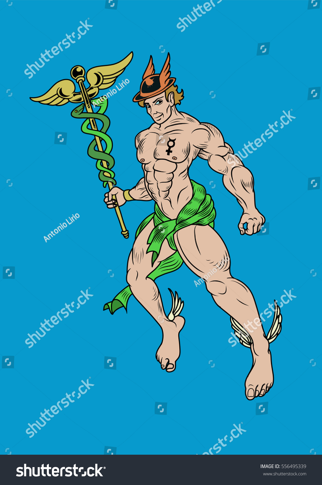 Representation Greek God Hermes Known Mercury Stock Vector Royalty Free