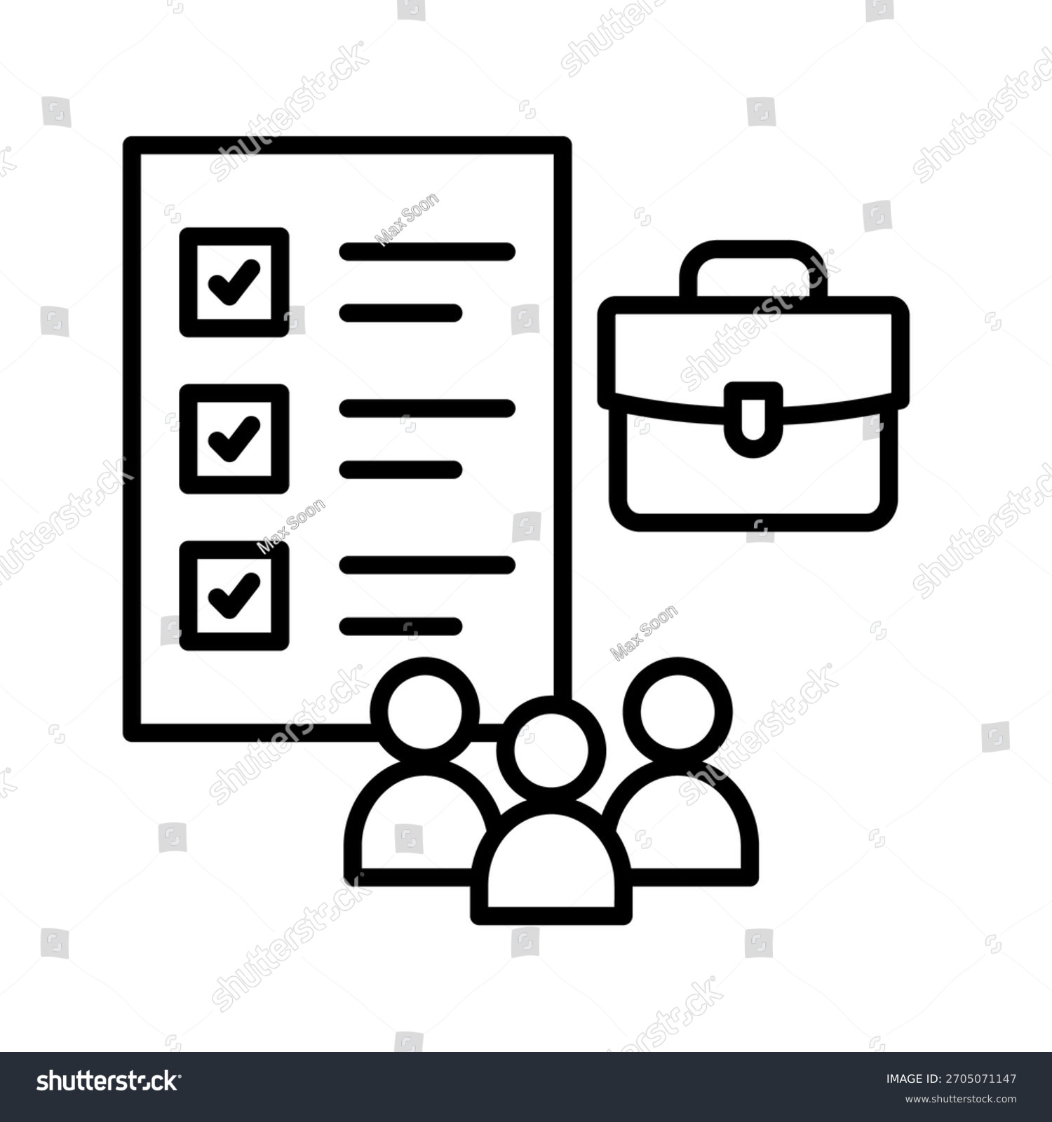 black checklist, briefcase, people, business concept clip art preview