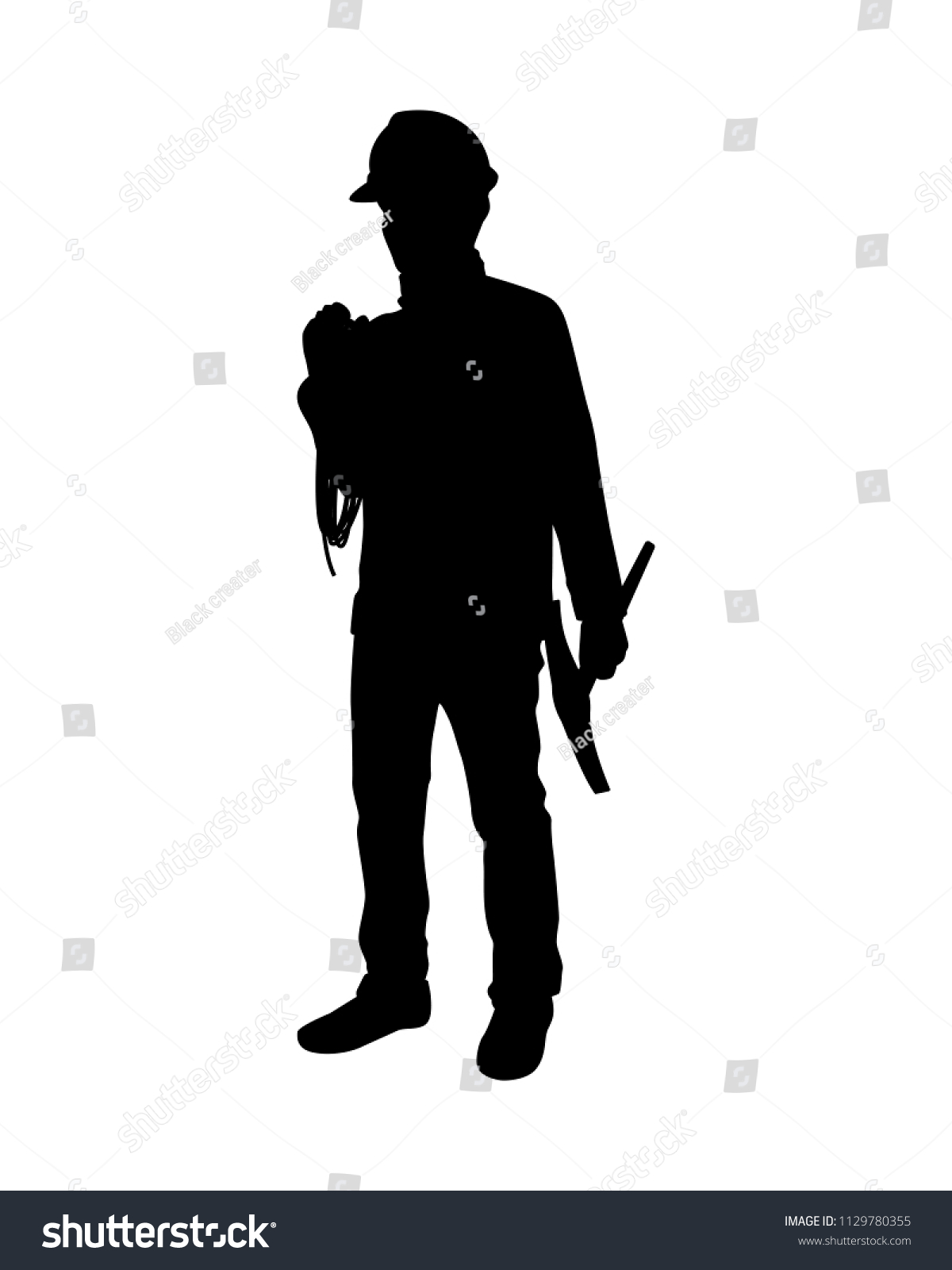 Rescue Man Equipment Silhouette Vector vector de stock (libre de
