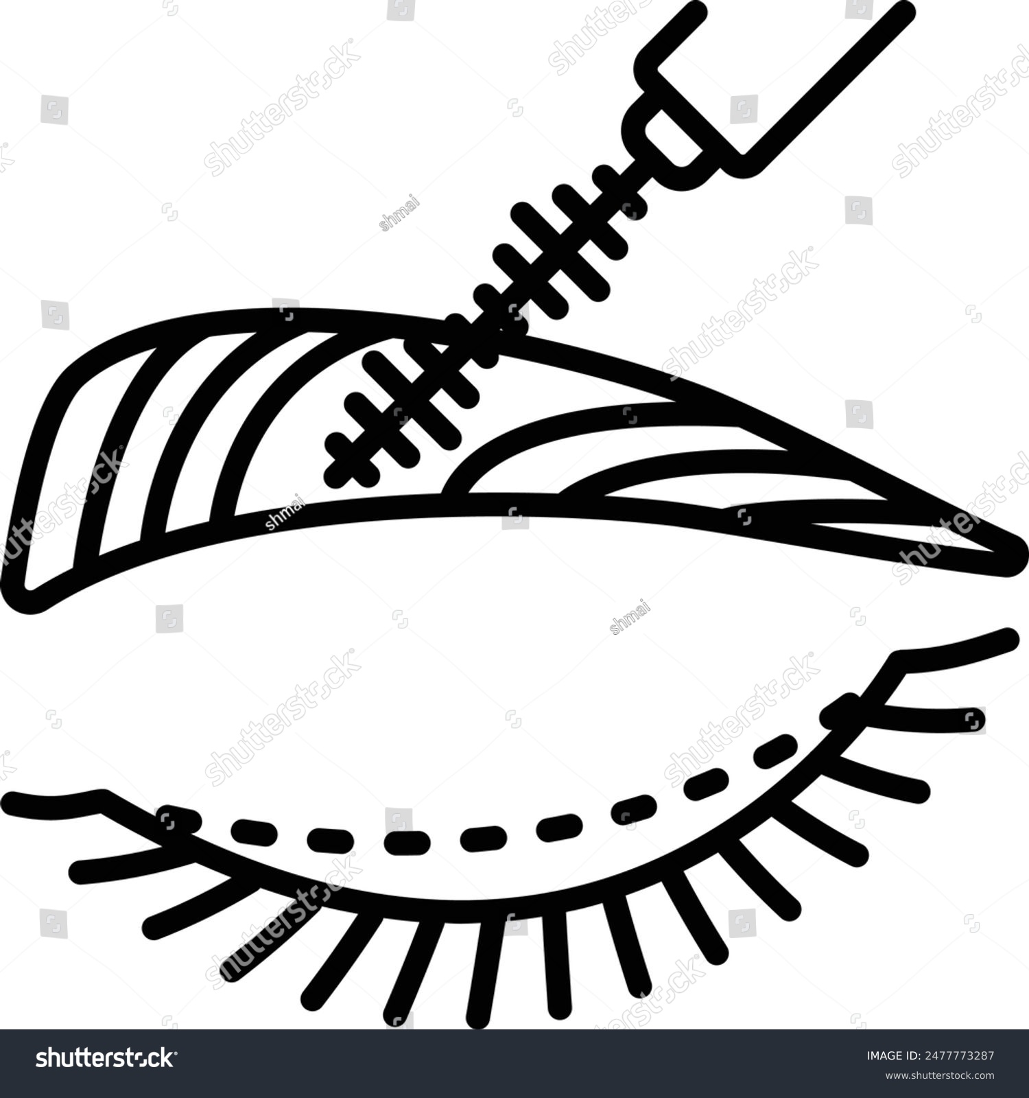 eyebrow and eyelash cosmetic procedure line art clip art preview