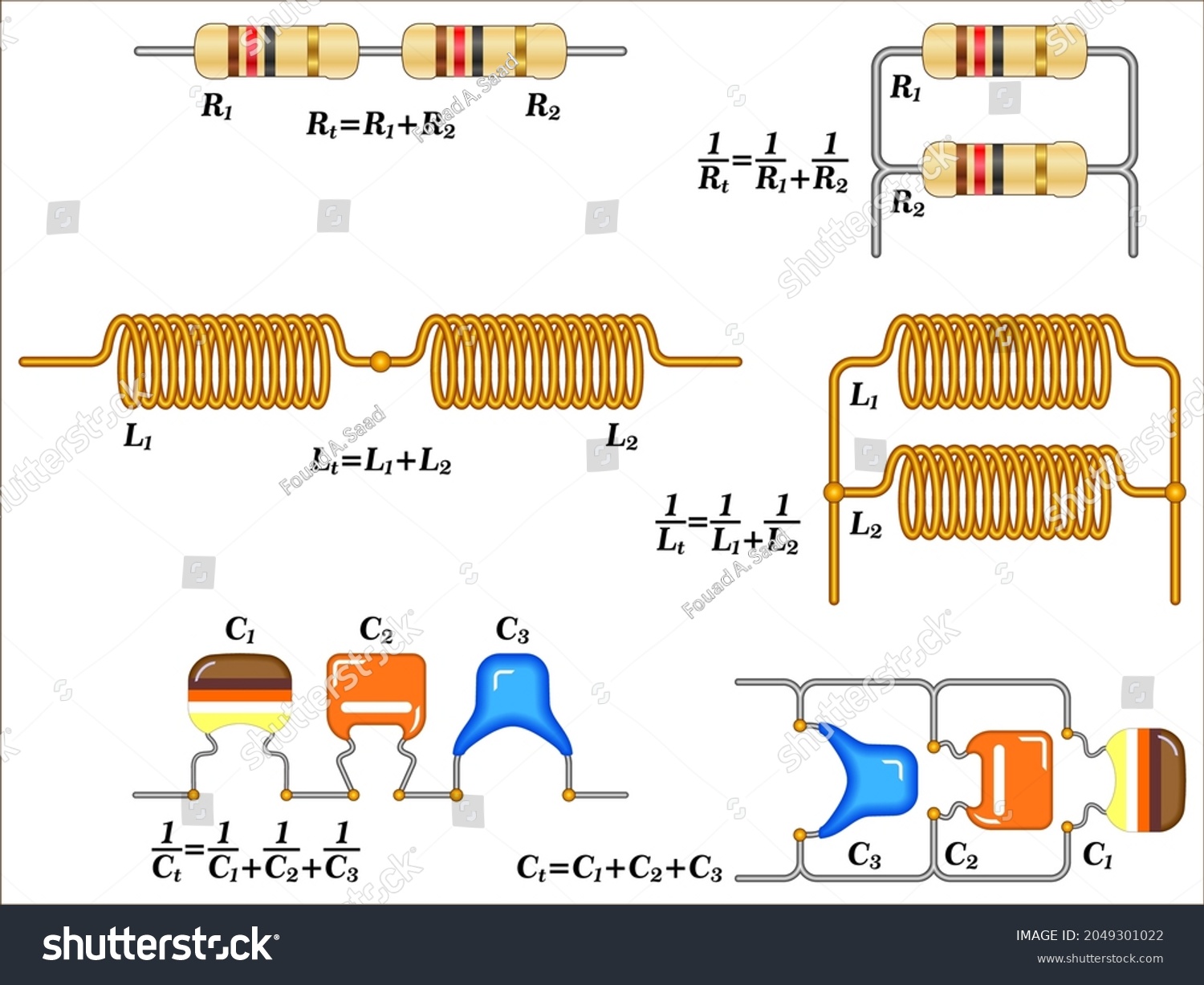 Resistors Inductors Capacitors Series Parallel Stock Vector (Royalty