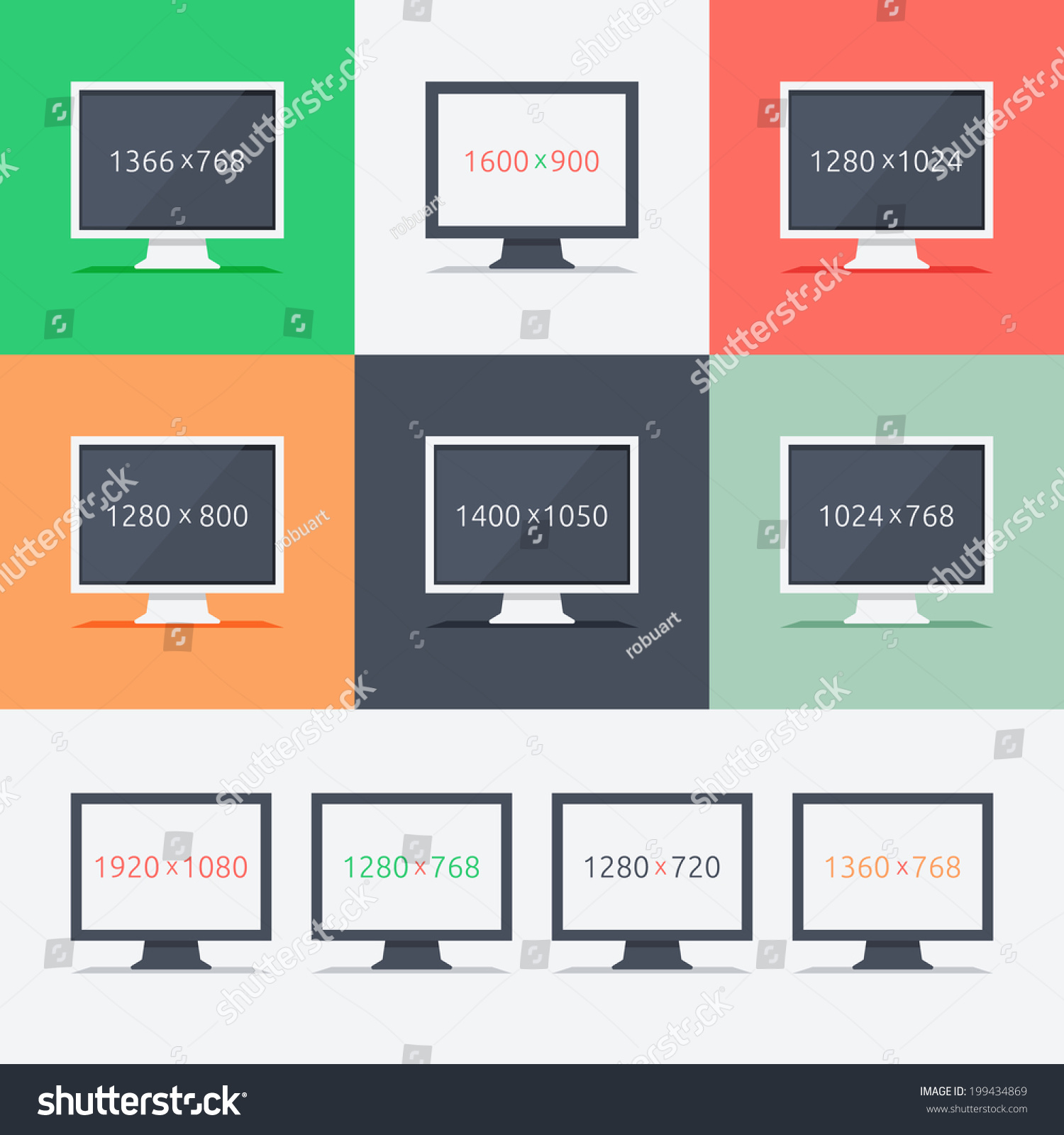 Responsive Web Design On Monitors Different Stock Vector Royalty Free