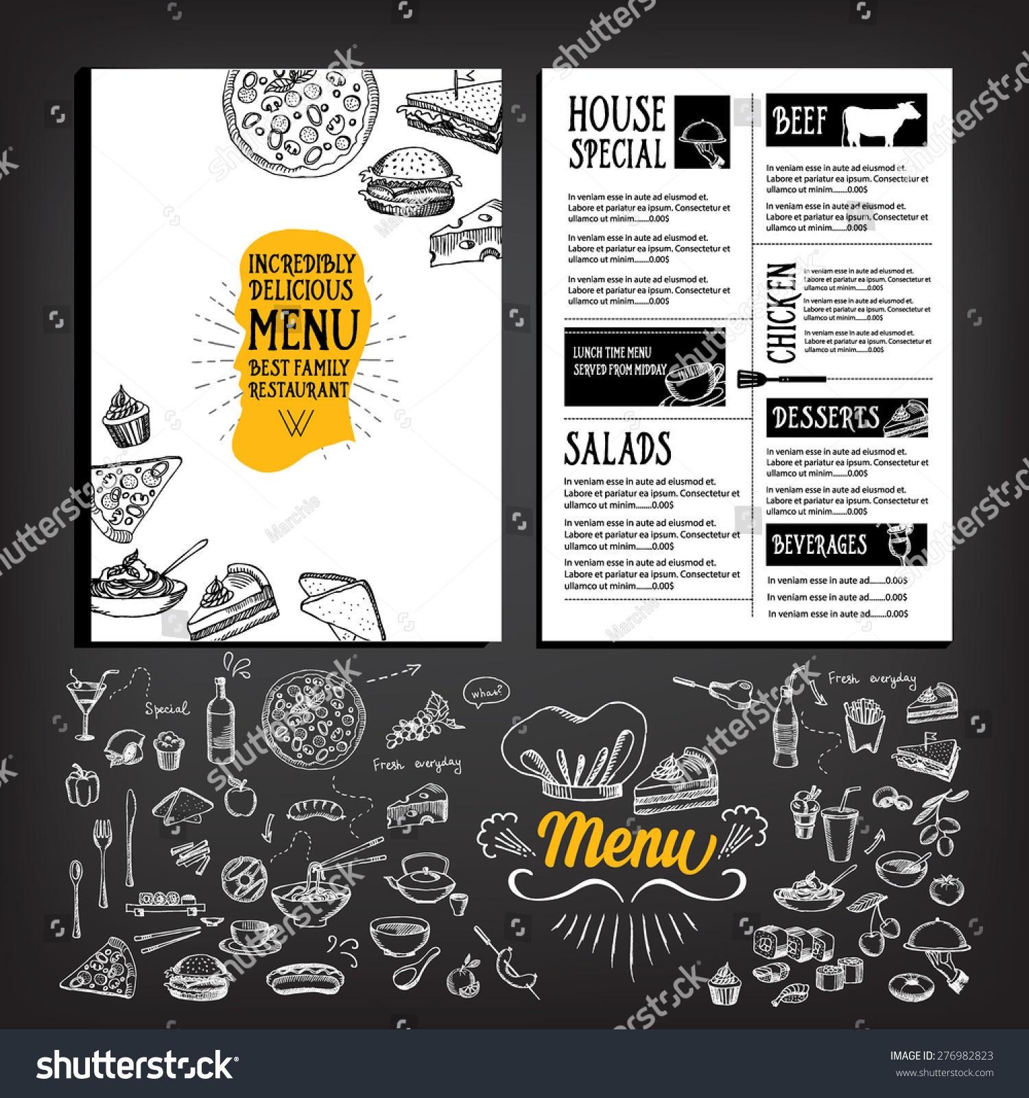 restaurant cafe menu template design food のベクター画像素材
