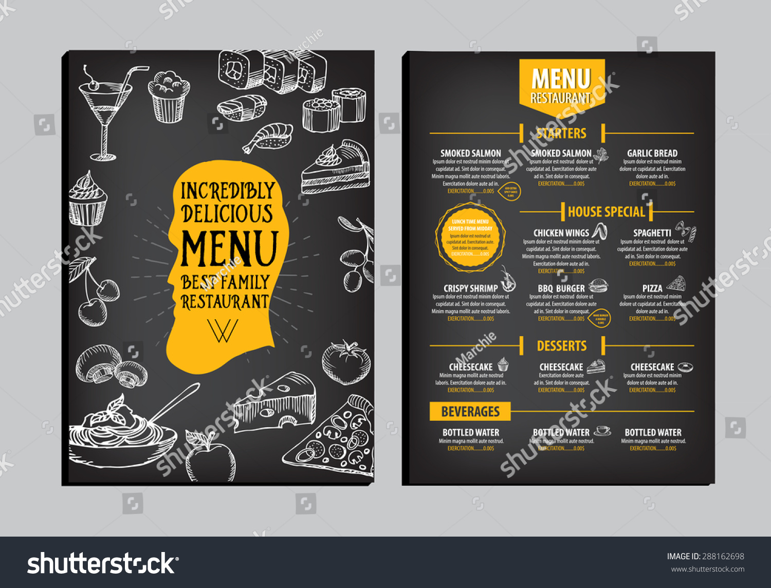 Restaurant Cafe Menu Template Design Food Stock Vector 