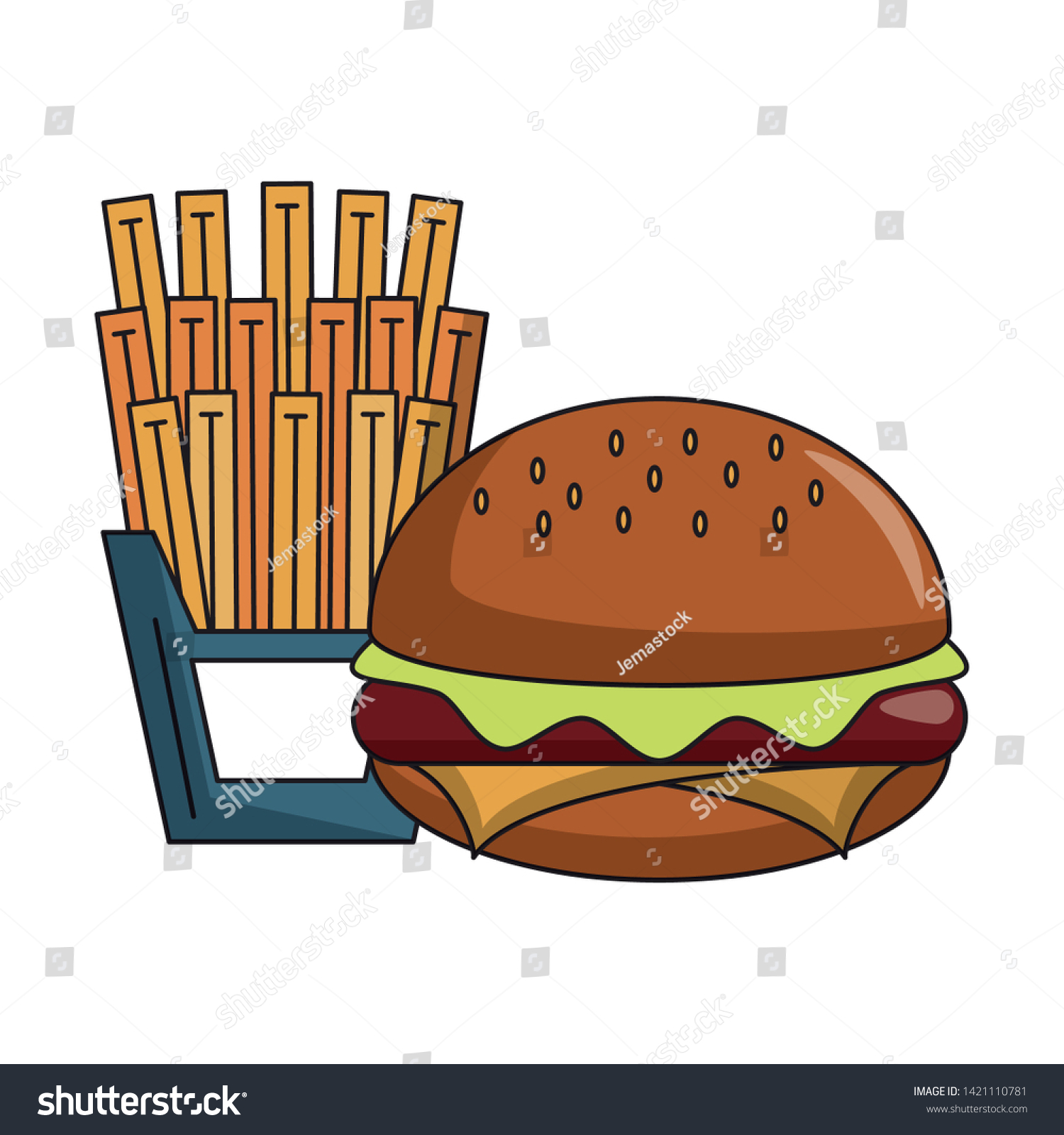 Restaurant Food Cuisine Hamburger French Fries Stock Vector (Royalty ...