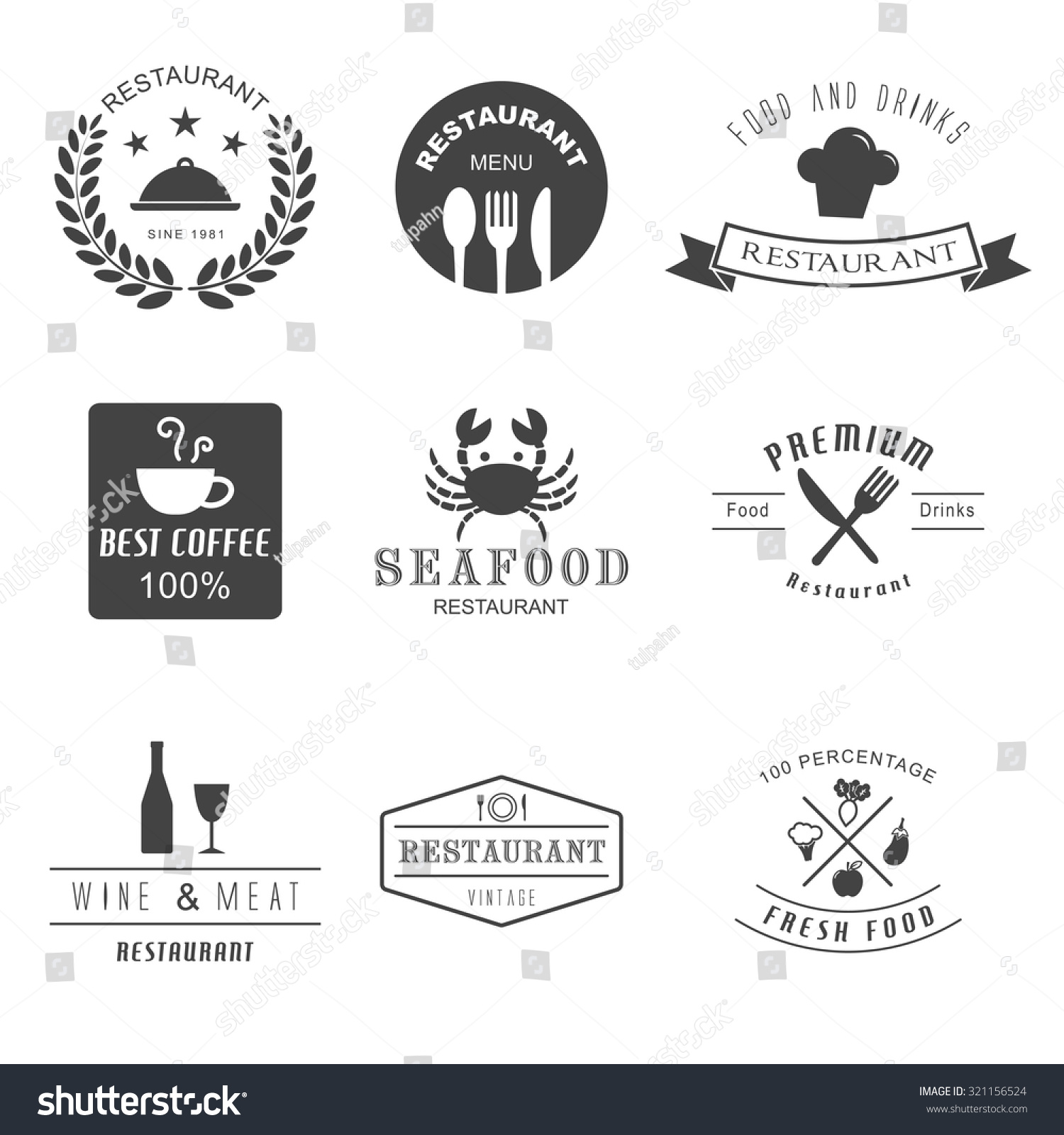 restaurant logo retro vector style