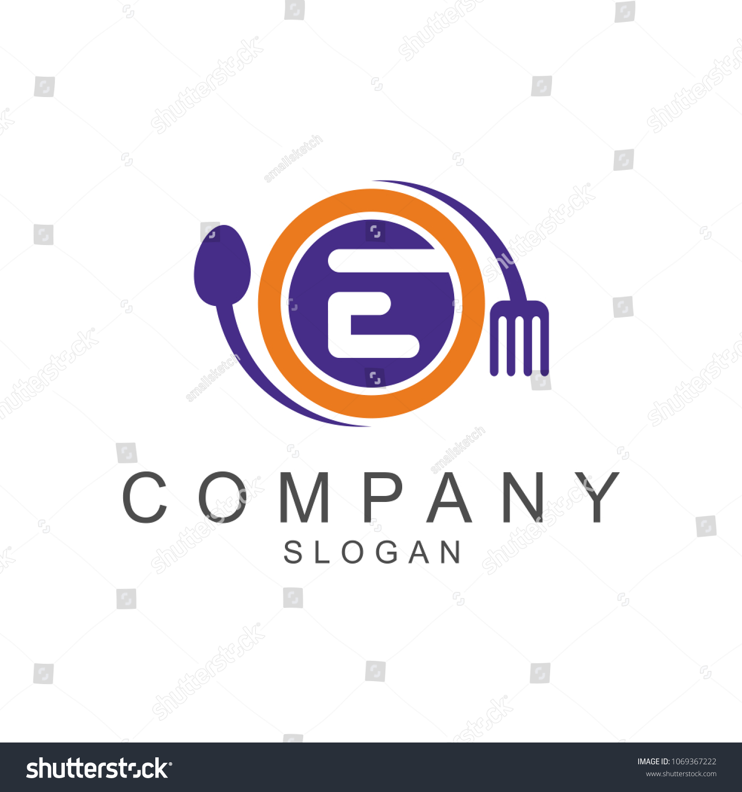 Restaurant Logo Template Spoon Fork Plate Stock Vector Royalty Free