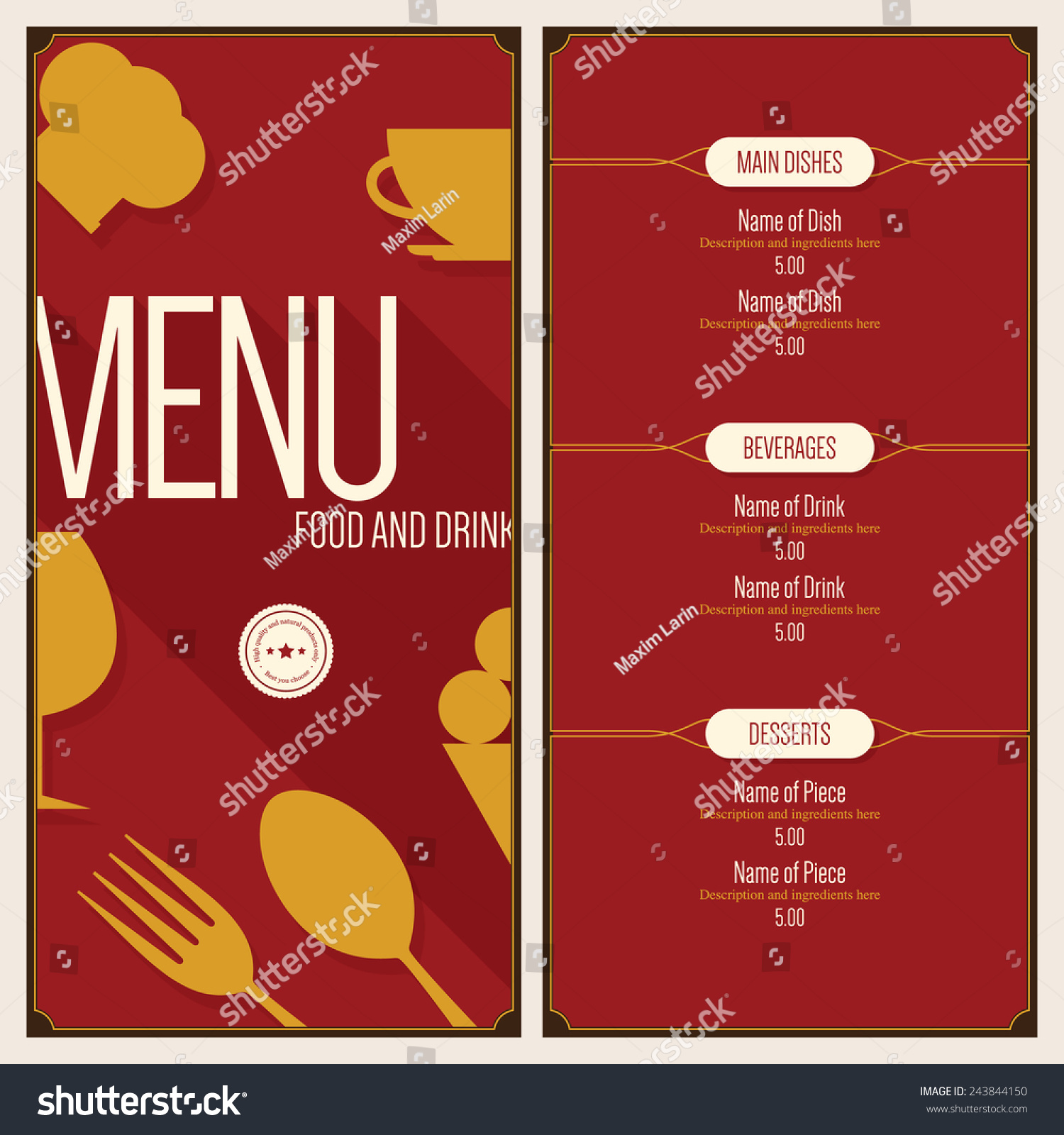 Restaurant Menu Design Stock Vector Royalty Free 243844150 2834