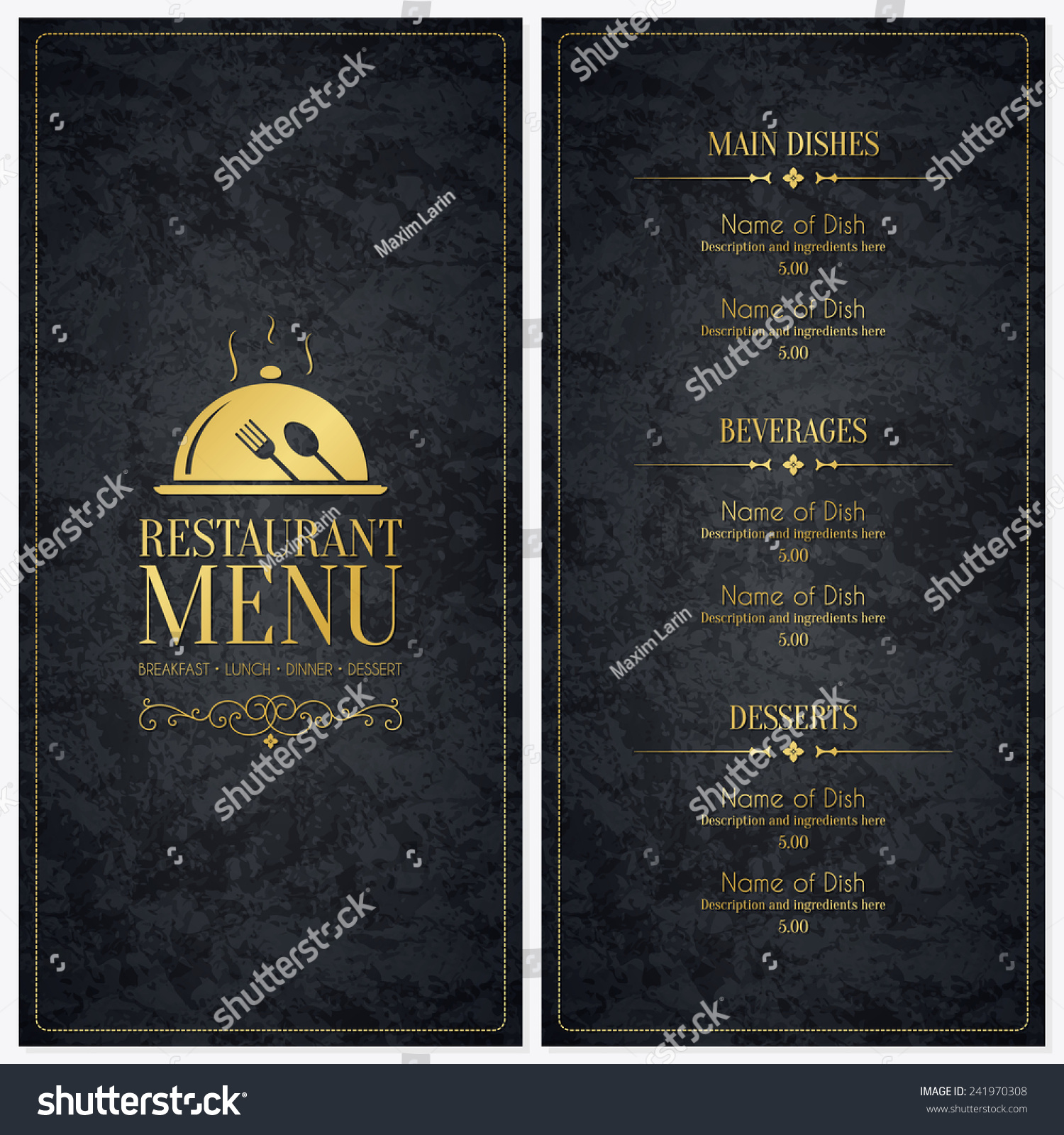 Restaurant Menu Design Vector Menu Brochure Stock Vector (Royalty Free ...