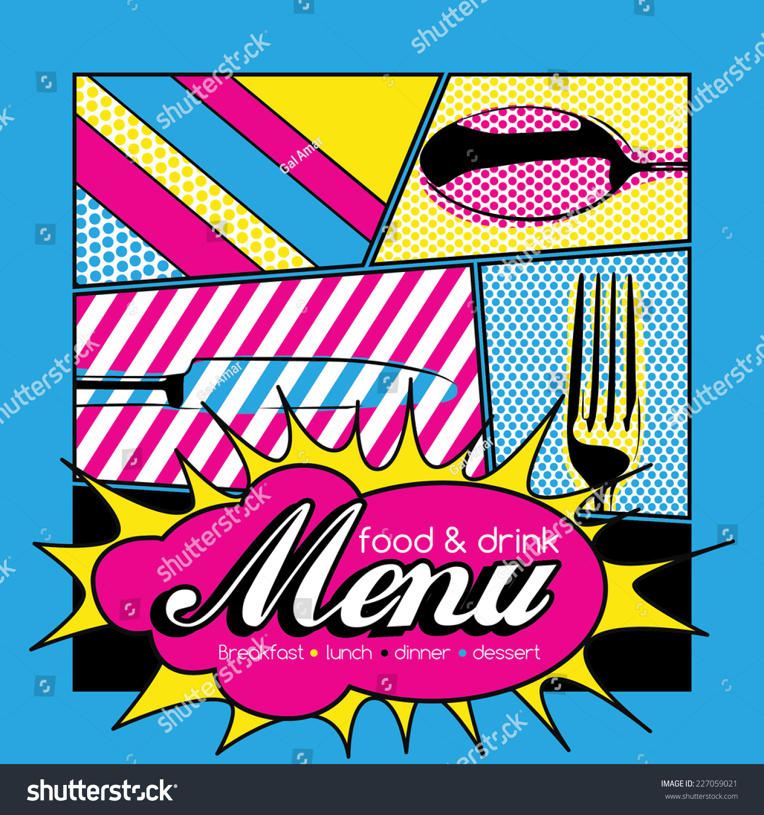  Restaurant  Pop  Art  Menu Design  Food Stock Vector 227059021 