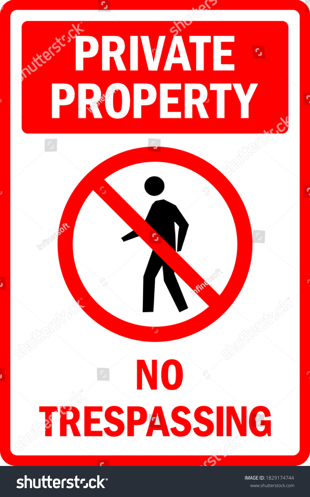 Restricted Private Property Trespassing Strictly Prohibited Stock Vector Royalty Free 1829174744 3844