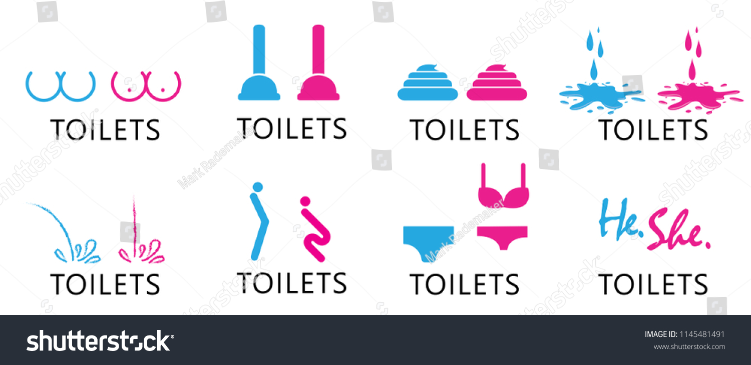 Restroom Bathroom Man Woman Peeing Human Stock Vector Royalty Free Shutterstock