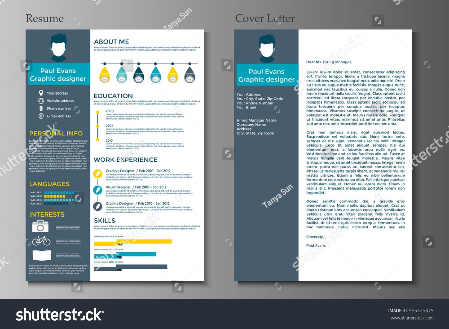 resume cover letter flat style design stock vector 555425878