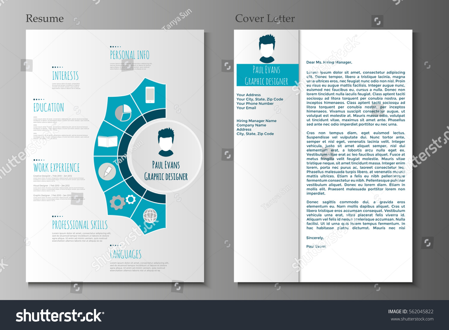 resume cover letter flat style design stock vector