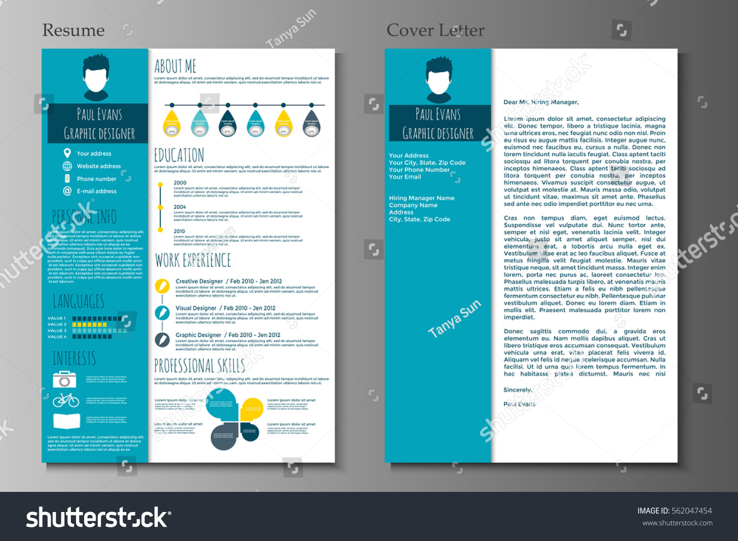 resume Flat Resume Design resume cover letter flat style design stock vector 562047454 and in on grey background cv set with infographics