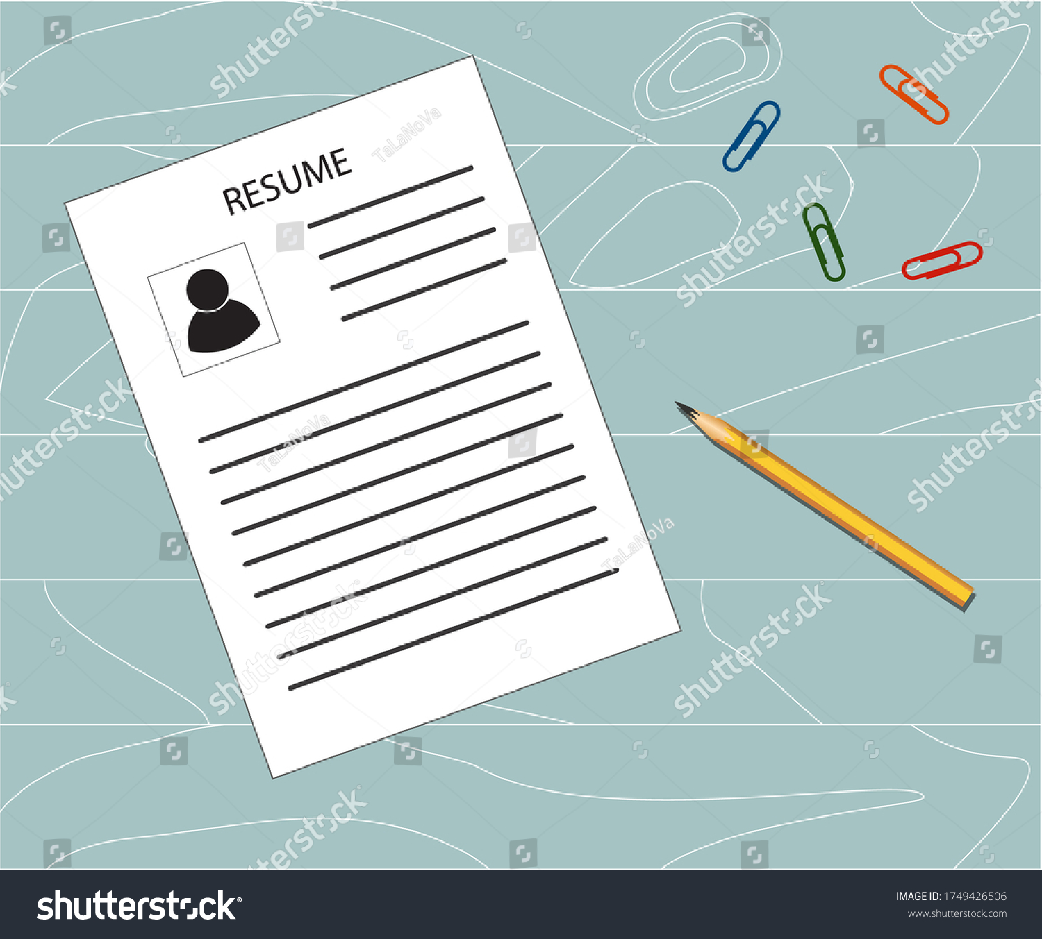 Resume Biography Pencil Paper Clip On Stock Vector Royalty Free 1749426506