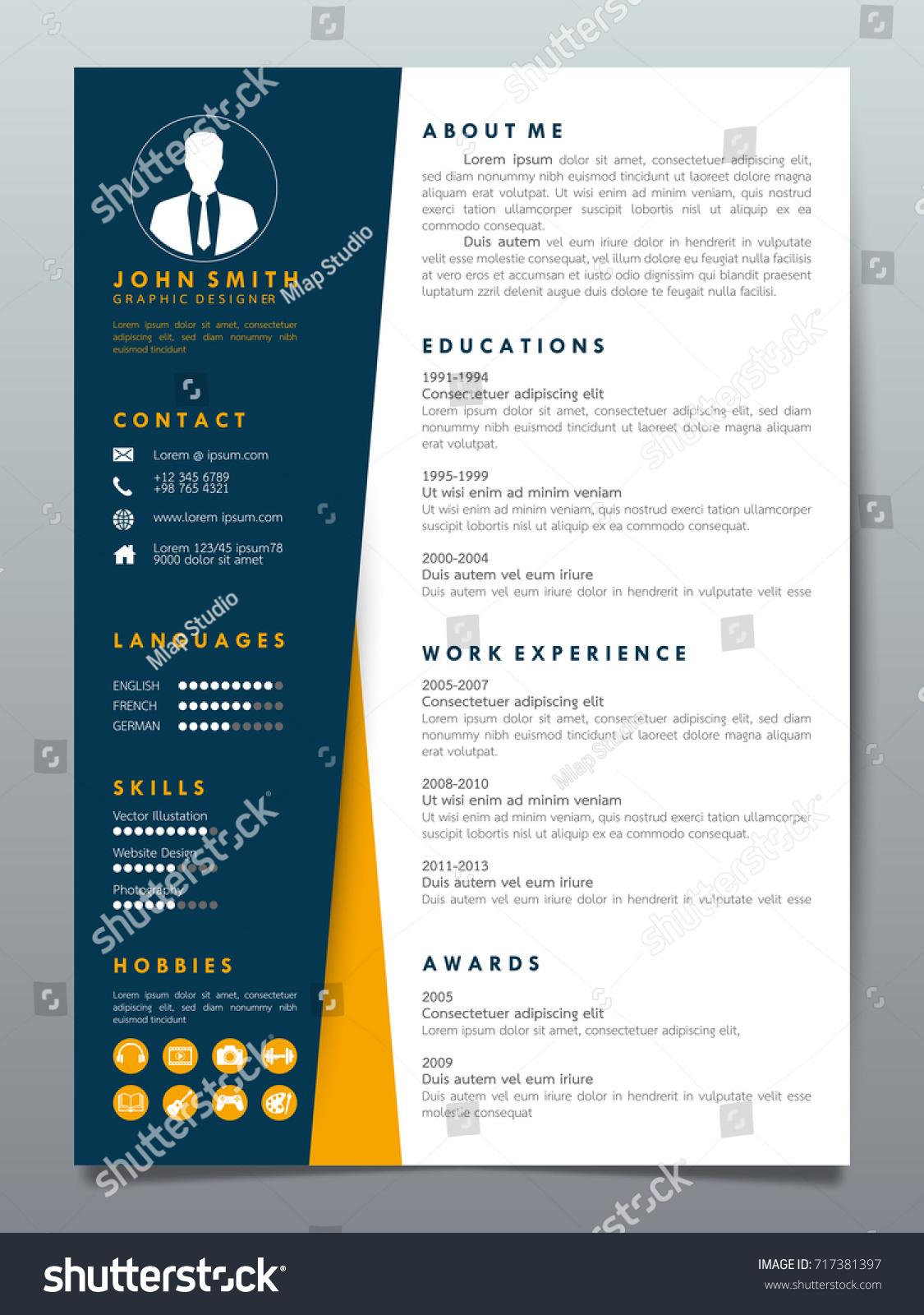 resume design template minimalist cv business stock vector