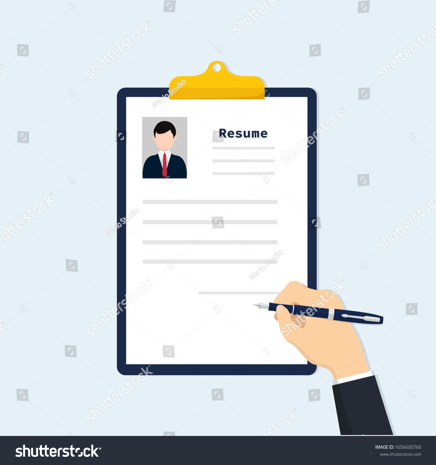 Resume Form Hands Fills Questionnaire Writing Stock Vector (Royalty ...