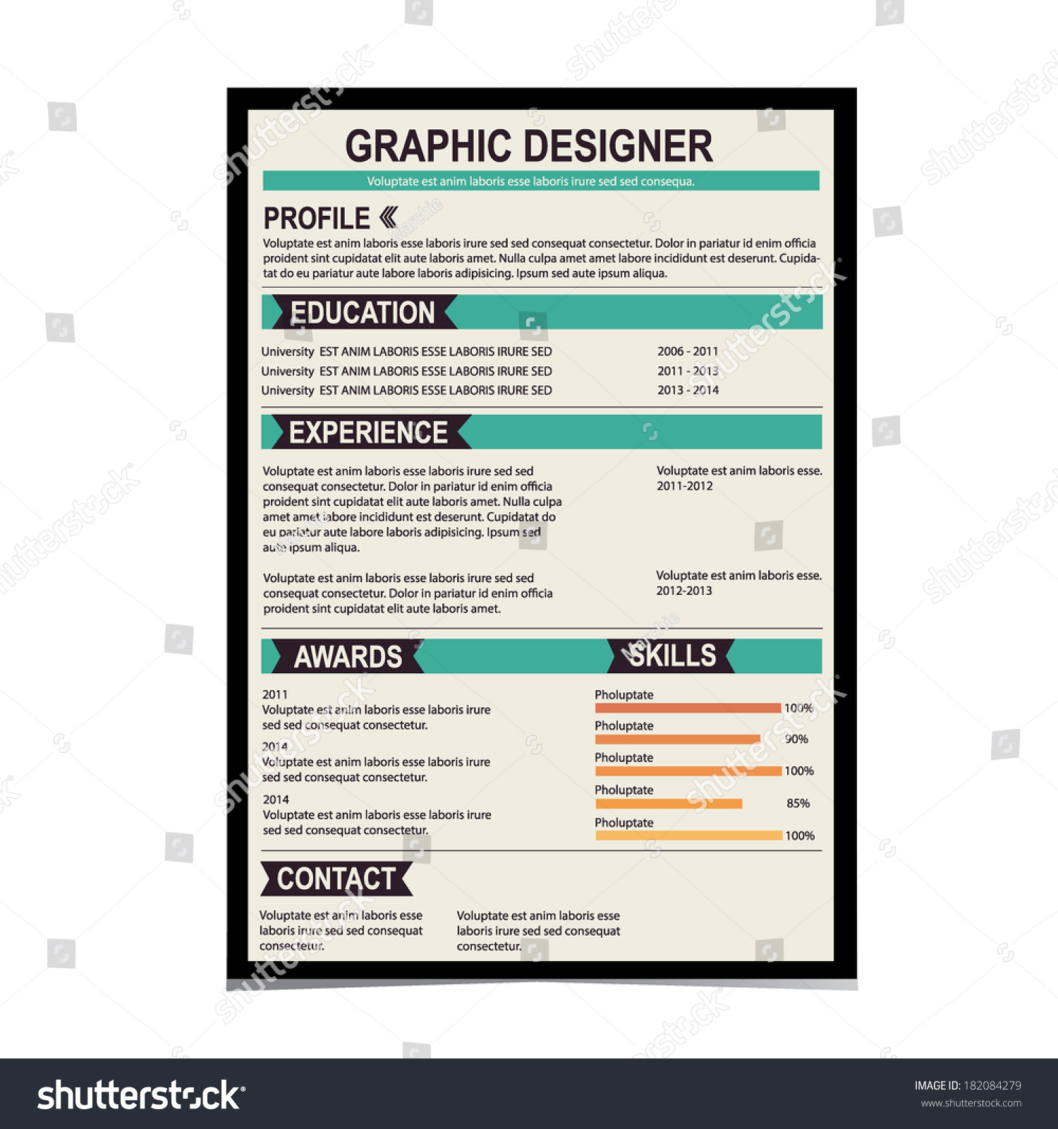 resume template cv creative background vector stock vector 182084279