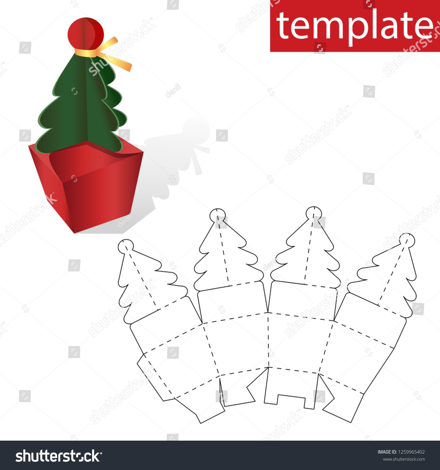 Retail Box Template Christmas Tree Template Stock Vector Royalty Free