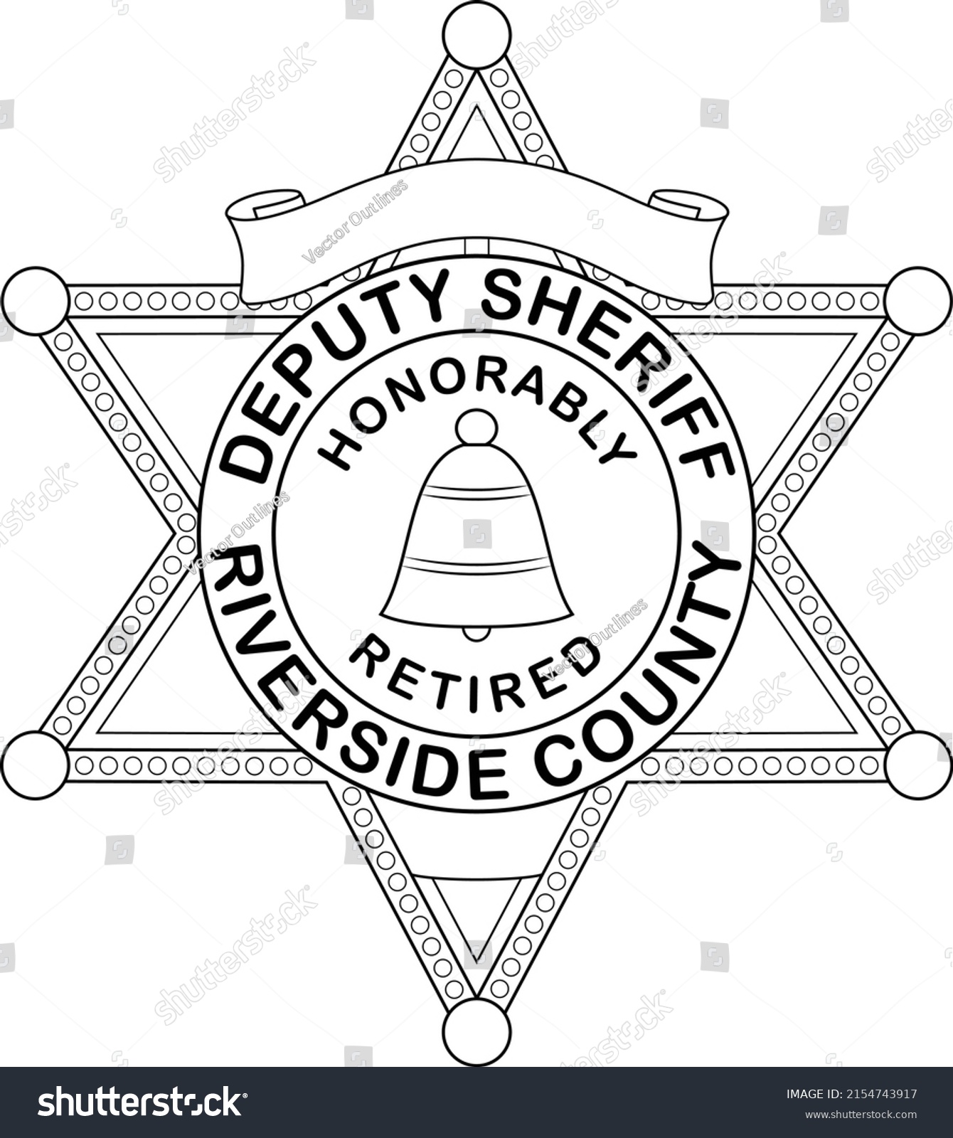 SVG of Retired Chief Deputy Sheriff Badge without the badge number for adding custom number Eps vector file Riverside County California svg