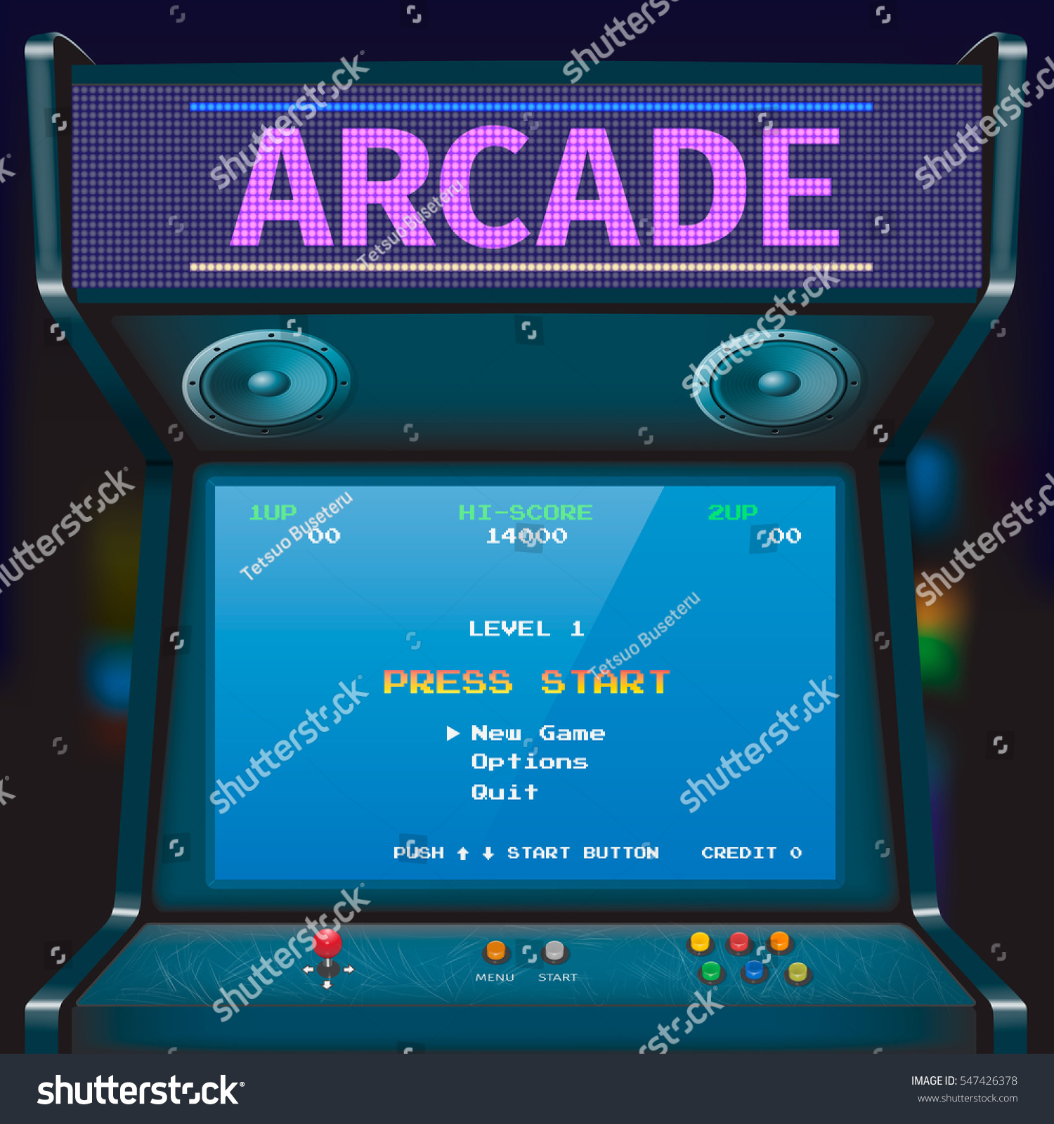 Retro Arcade Game Machine Vector Illustration Stock Vector Royalty Free Shutterstock