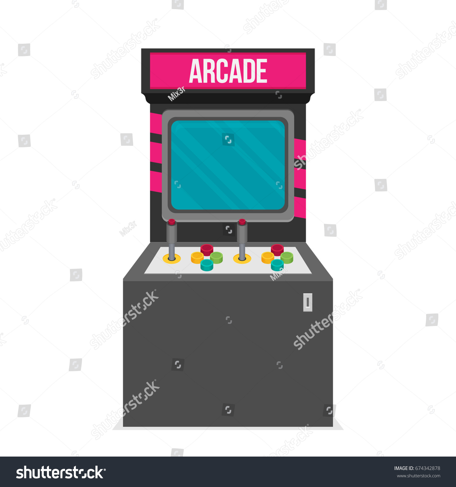 Retro Arcade Machine Flat Style Vector Stock Vector 674342878 ...