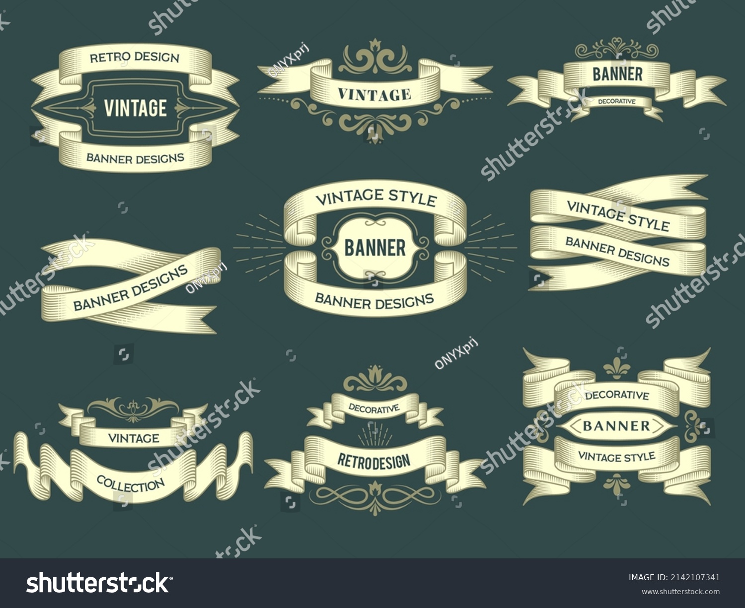 SVG of Retro badges. Hand drawn ribbons with place for text vintage sketched swirls tapes recent vector illustrations svg