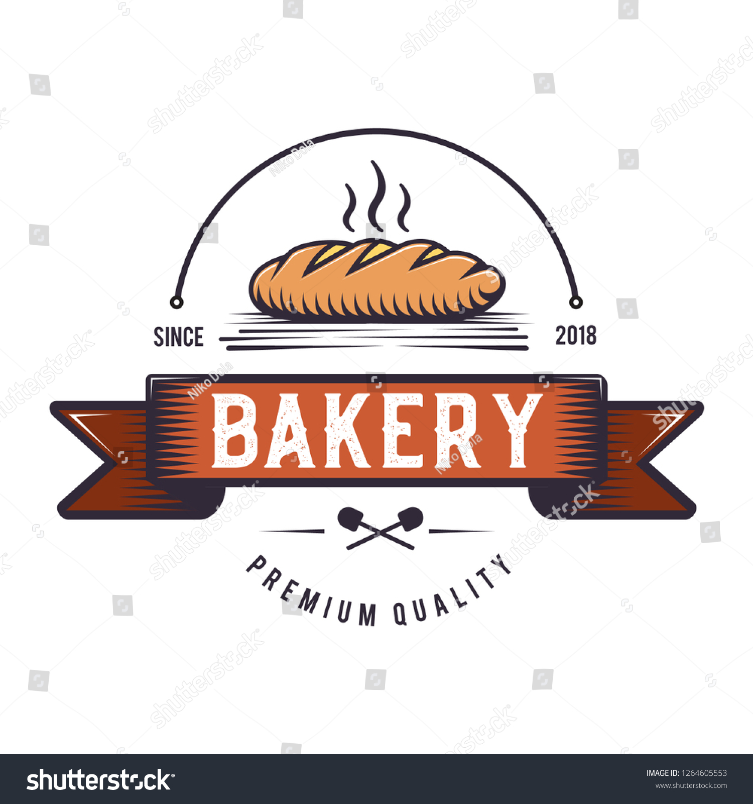 Retro Bakery Logo Design Vintage Hand Stock Vector Royalty Free