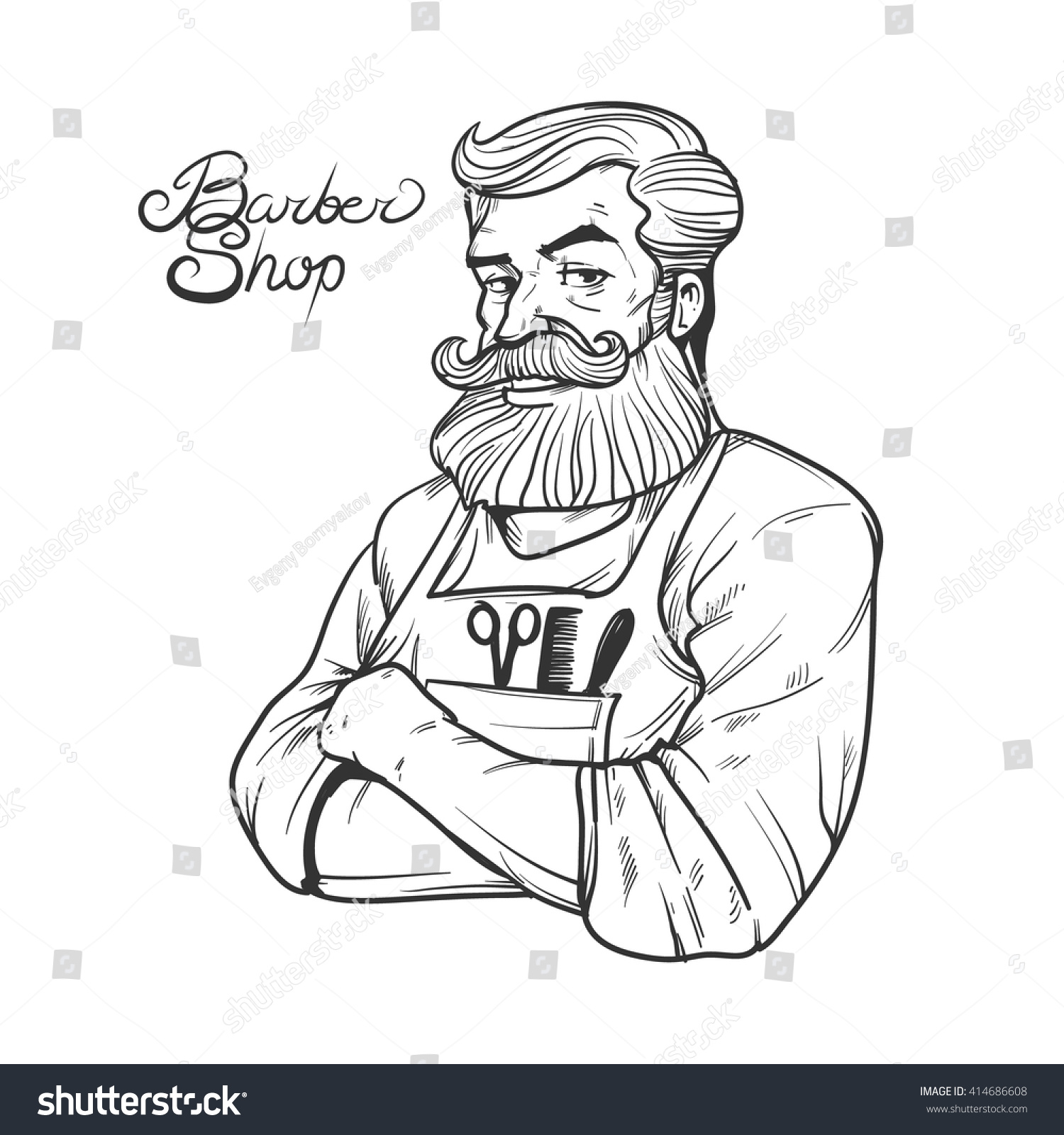 Retro Barbershop Man Beard Mustache Vintage Stock Vector 