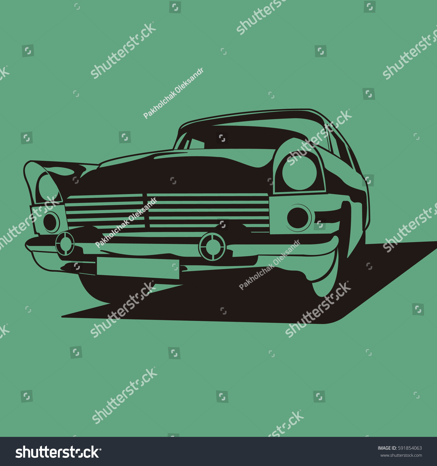 Retro Car Two Colors Black And DARK Turquoise Retro Car Two Colors Black And DARK Turquoise