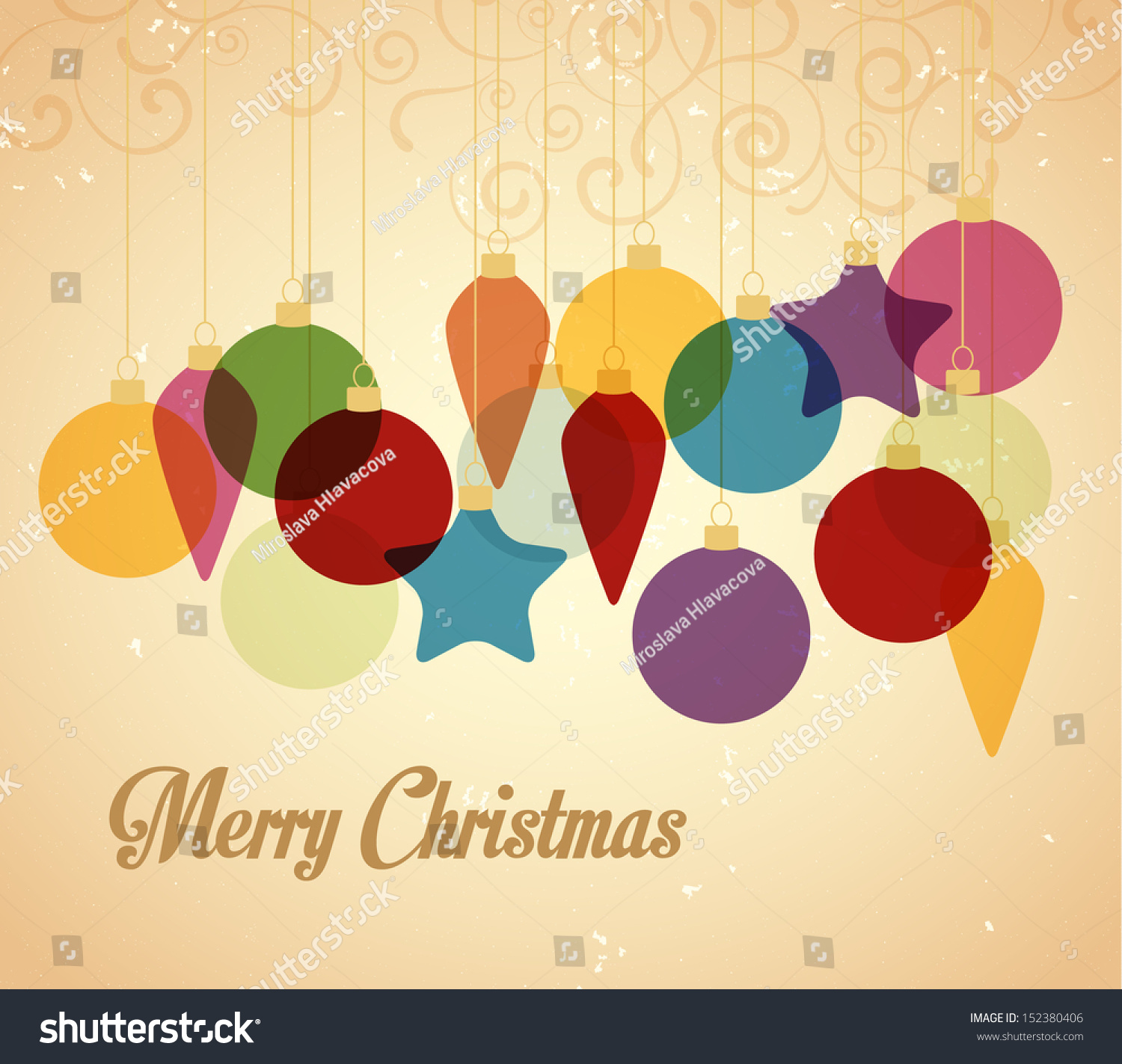 Retro Christmas Background With Christmas Balls Stock Vector Illustration 152380406 : Shutterstock