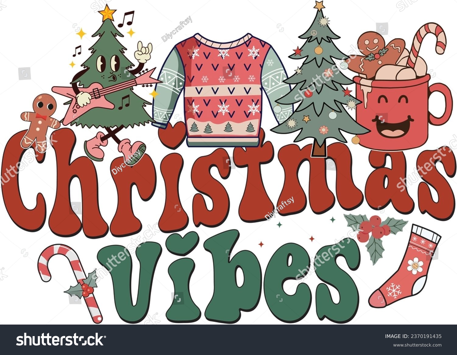 SVG of Retro Christmas Design, Christmas Bundle, Christmas SVG, Christmas PNG, svg