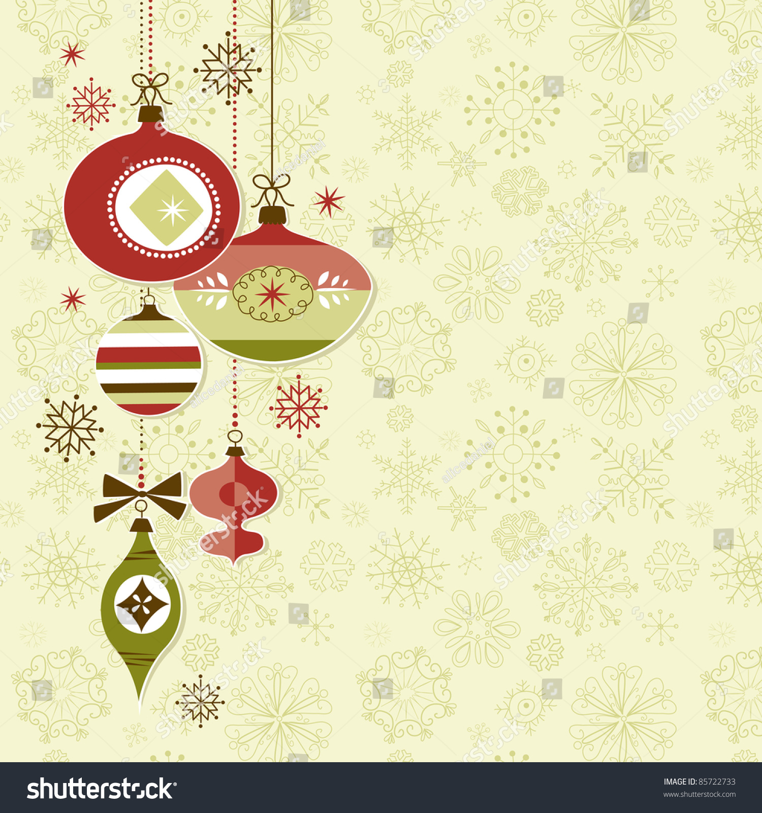 Retro Christmas Ornaments Stock Vector 85722733 - Shutterstock