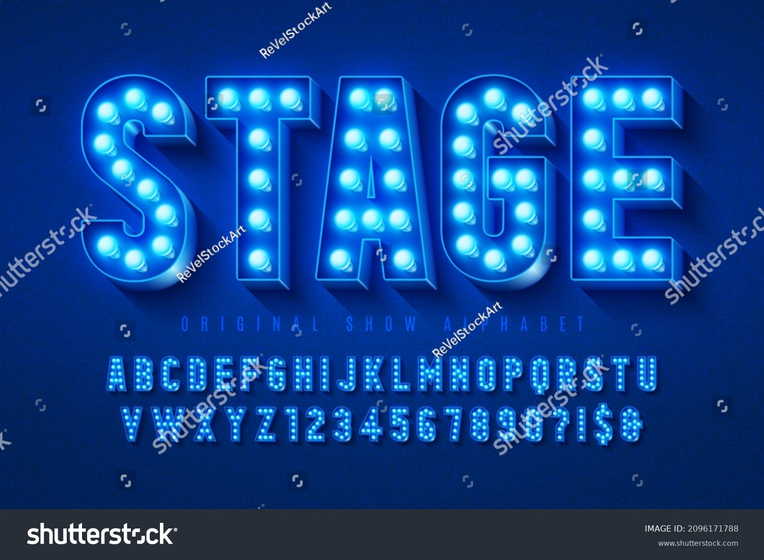 SVG of Retro cinema alphabet design, cabaret, LED lamps letters and numbers. Original design svg
