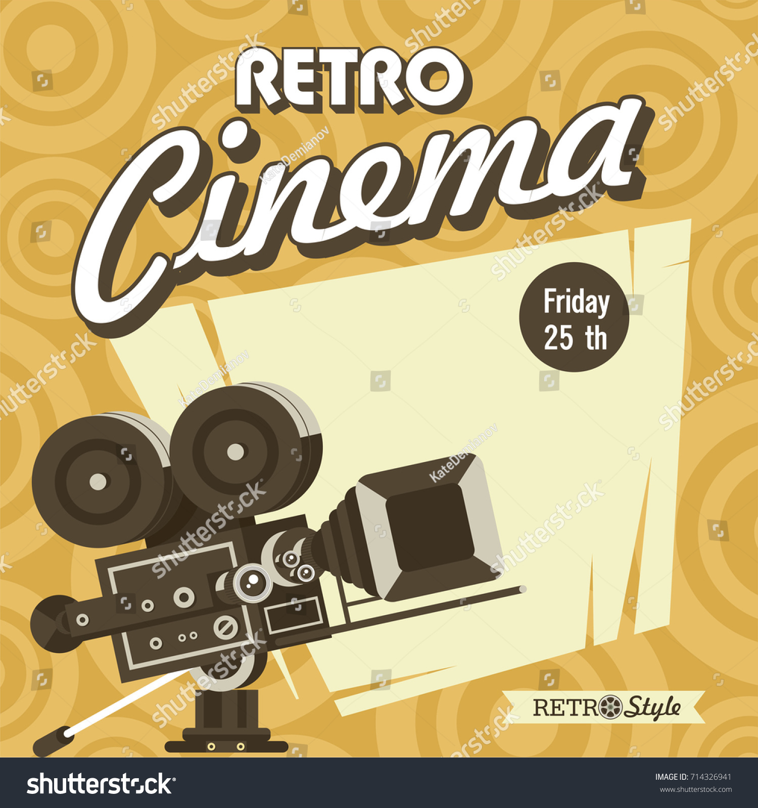 Retro Cinema Vintage Film Camera Poster Stock Vector 714326941 ...