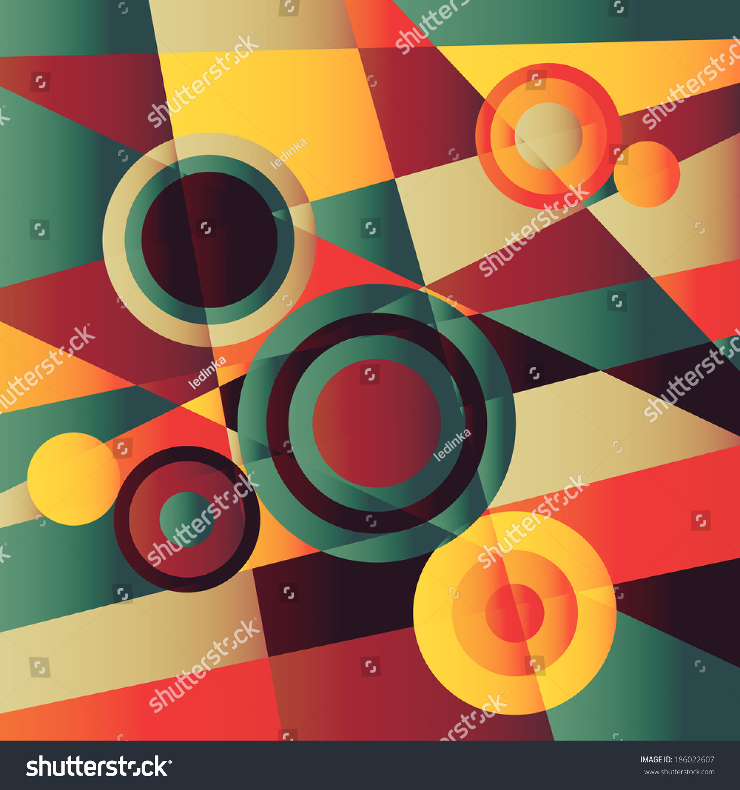 Retro Colored Cubism Background Circles Stock Vector (Royalty Free ...