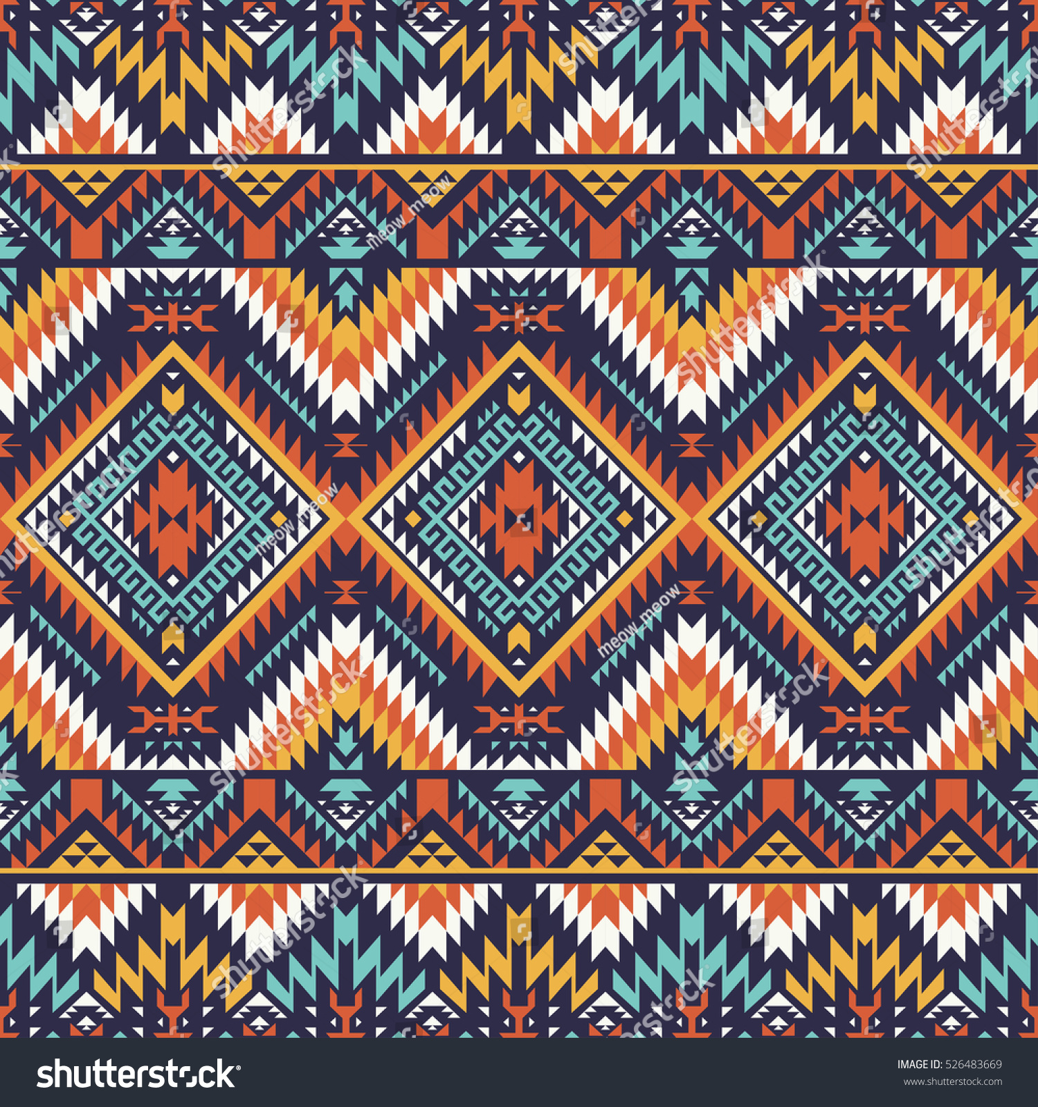 Retro Colors Tribal Vector Seamless Navajo Stock Vector (Royalty Free ...