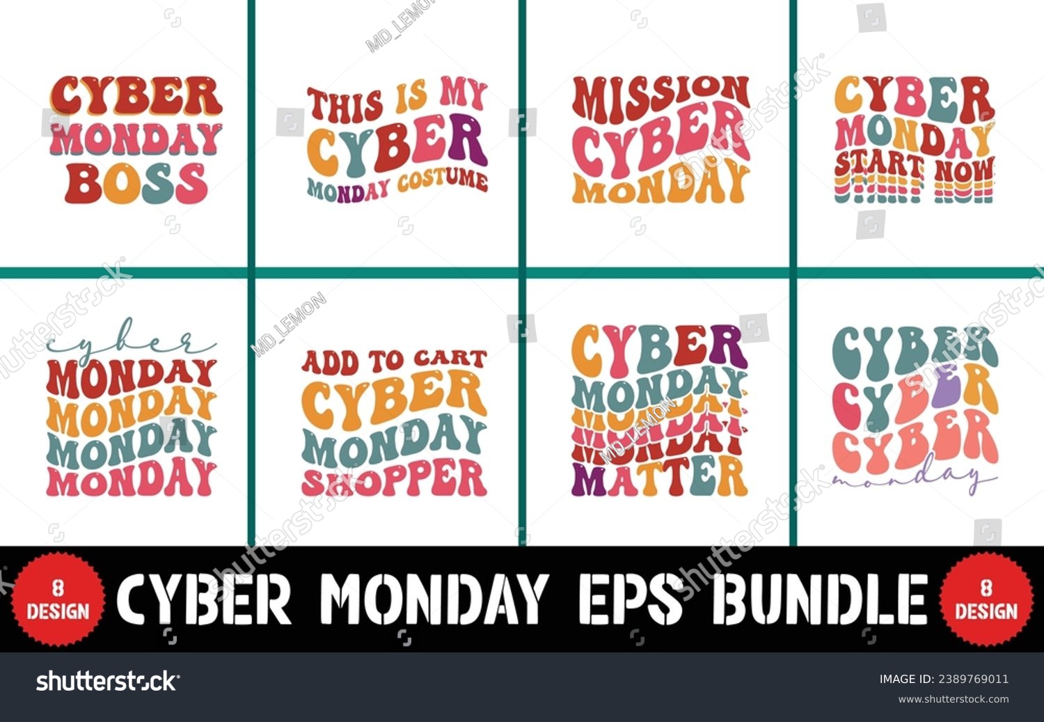 SVG of Retro Cyber Monday t shirt designs bundle svg