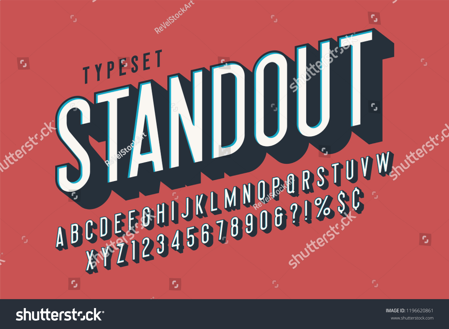 Download Retro 3d Display Font Design Alphabet Stock Vector Royalty Free 1196620861 Yellowimages Mockups