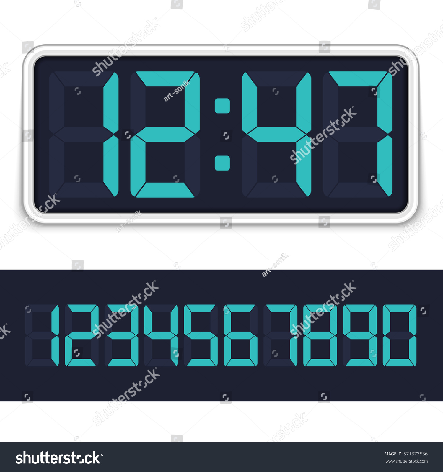 Retro Digital Alarm Clock Blue Numbers Stock Vector Royalty Free 571373536