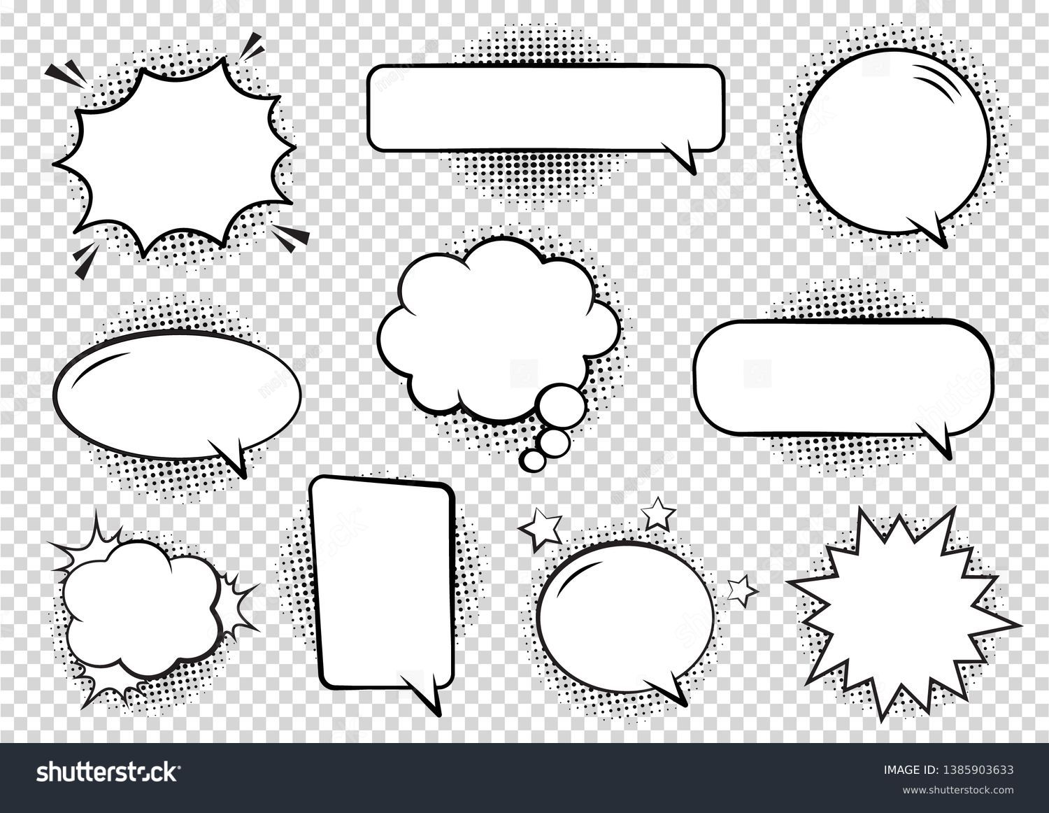 Retro Empty Comic Bubbles Elements Set Stock Vector (Royalty Free ...